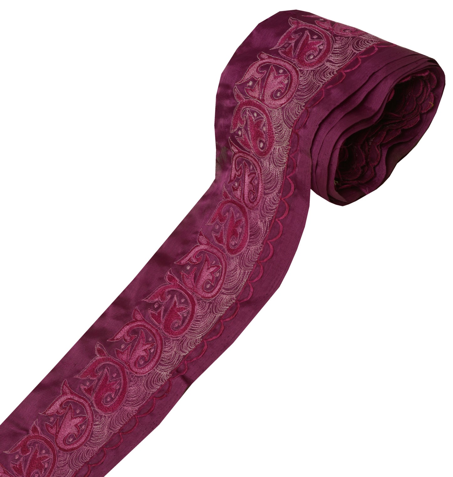 Sushila Vintage Purple Saree Border Indian Craft Sewing Trim Embroidered Ribbon