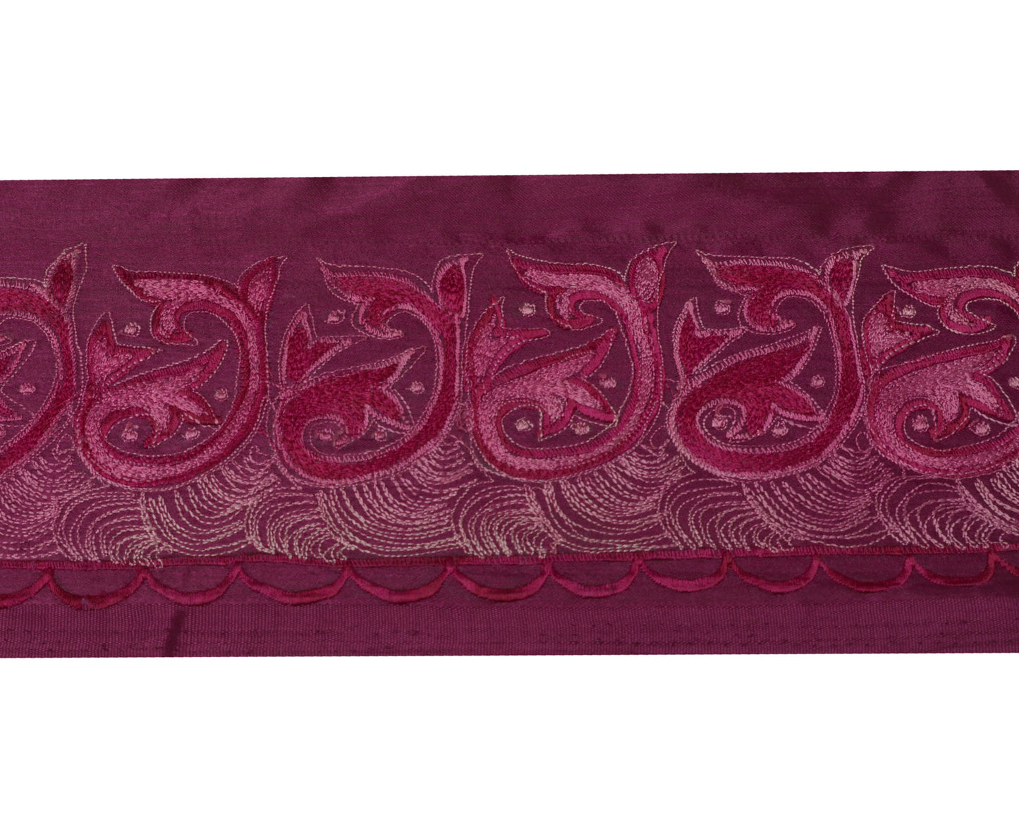 Sushila Vintage Purple Saree Border Indian Craft Sewing Trim Embroidered Ribbon