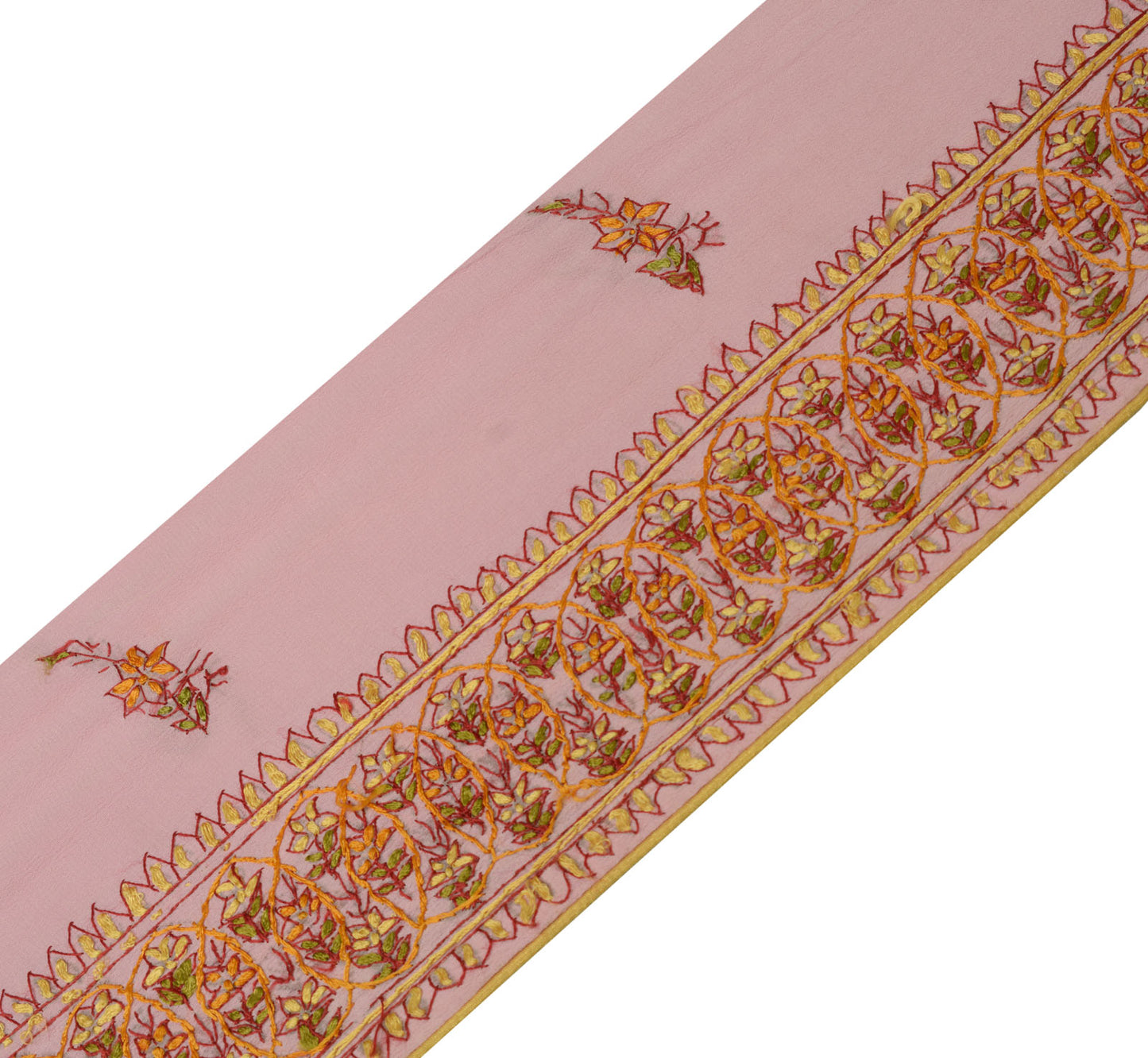 Sushila Vintage Pink Saree Border Craft Sewing Trim Hand Embroidered Lace Ribbon
