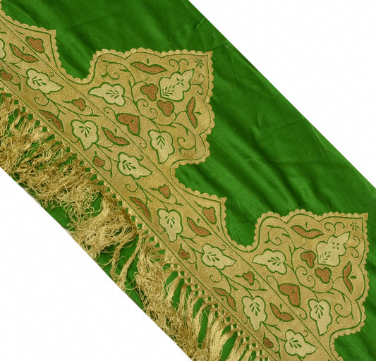 Sushila Vintage Green Saree Border Craft Sewing Trim Hand Beaded Embroidered