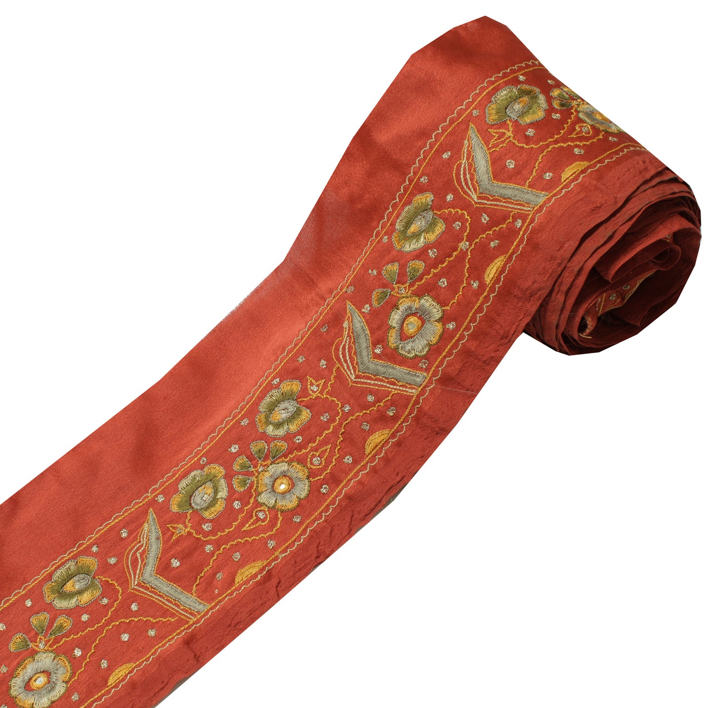 Sushila Vintage Rust Saree Border Indian Craft Sewing Embroidered Lace Ribbon