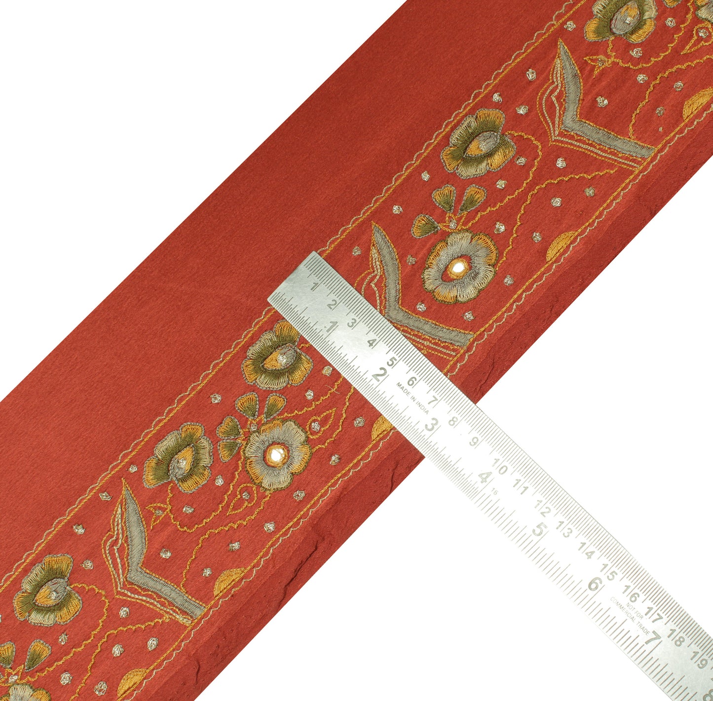 Sushila Vintage Rust Saree Border Indian Craft Sewing Embroidered Lace Ribbon