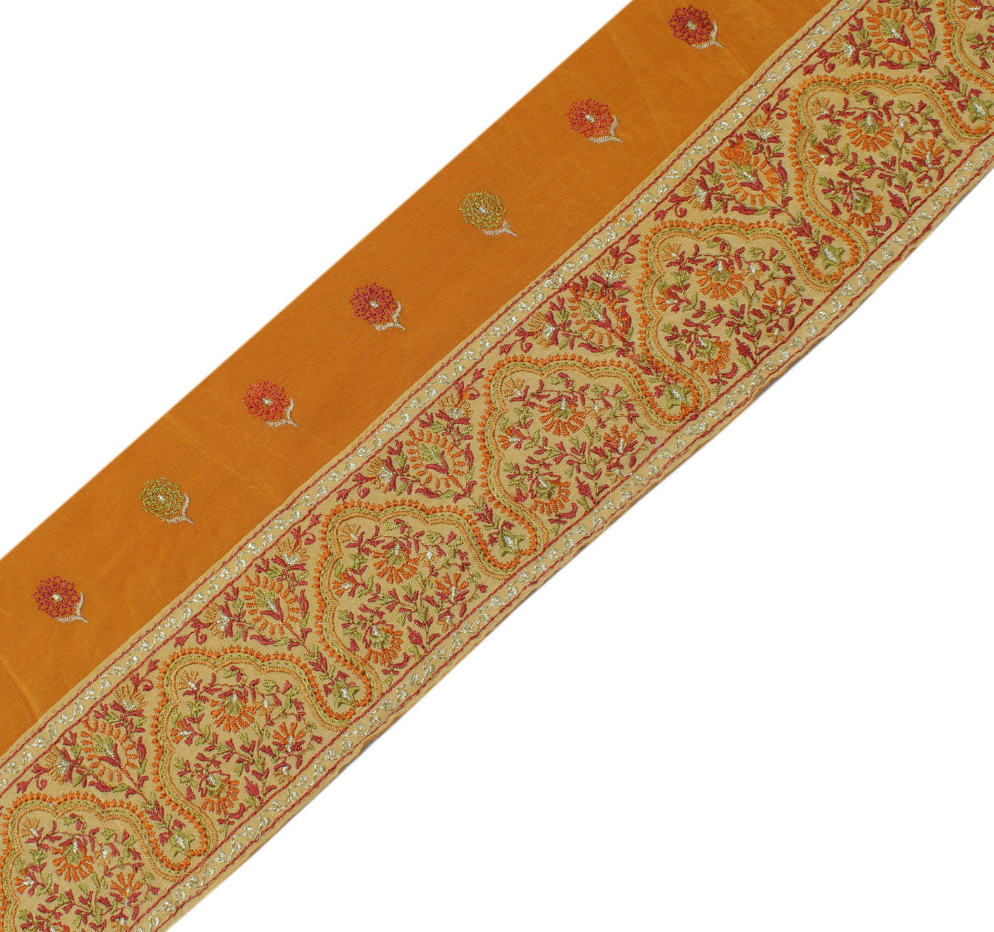 Sushila Vintage Cream Sari Border Indian Craft Sewing Trim Embroidered Ribbon