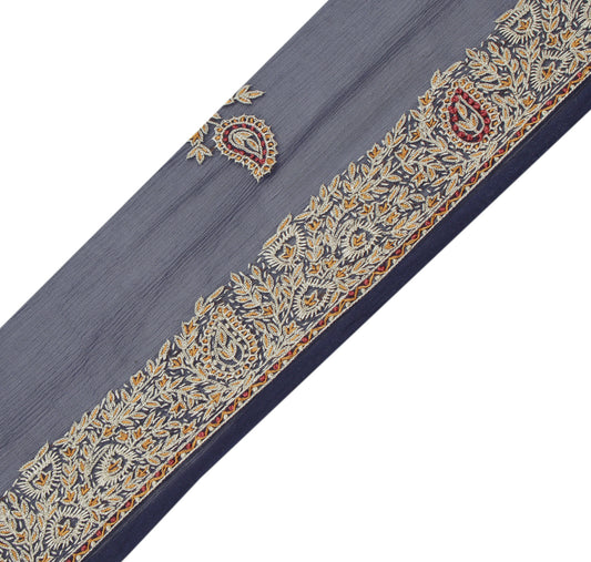 Sushila Vintage Blue Sari Border Indian Craft Sewing Embroidered Lace Ribbon