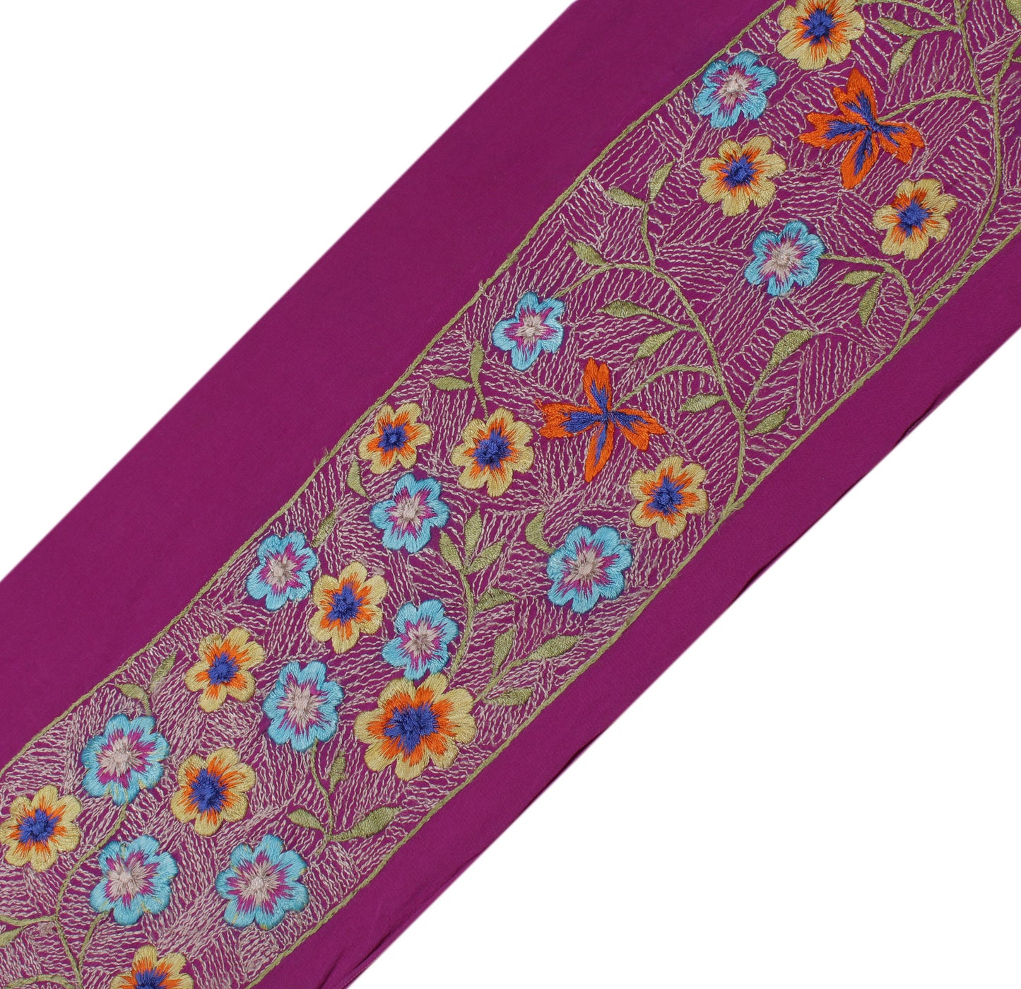 Sushila Vintage Purple Saree Border Indian Craft Sewing Trim Embroidered Ribbon