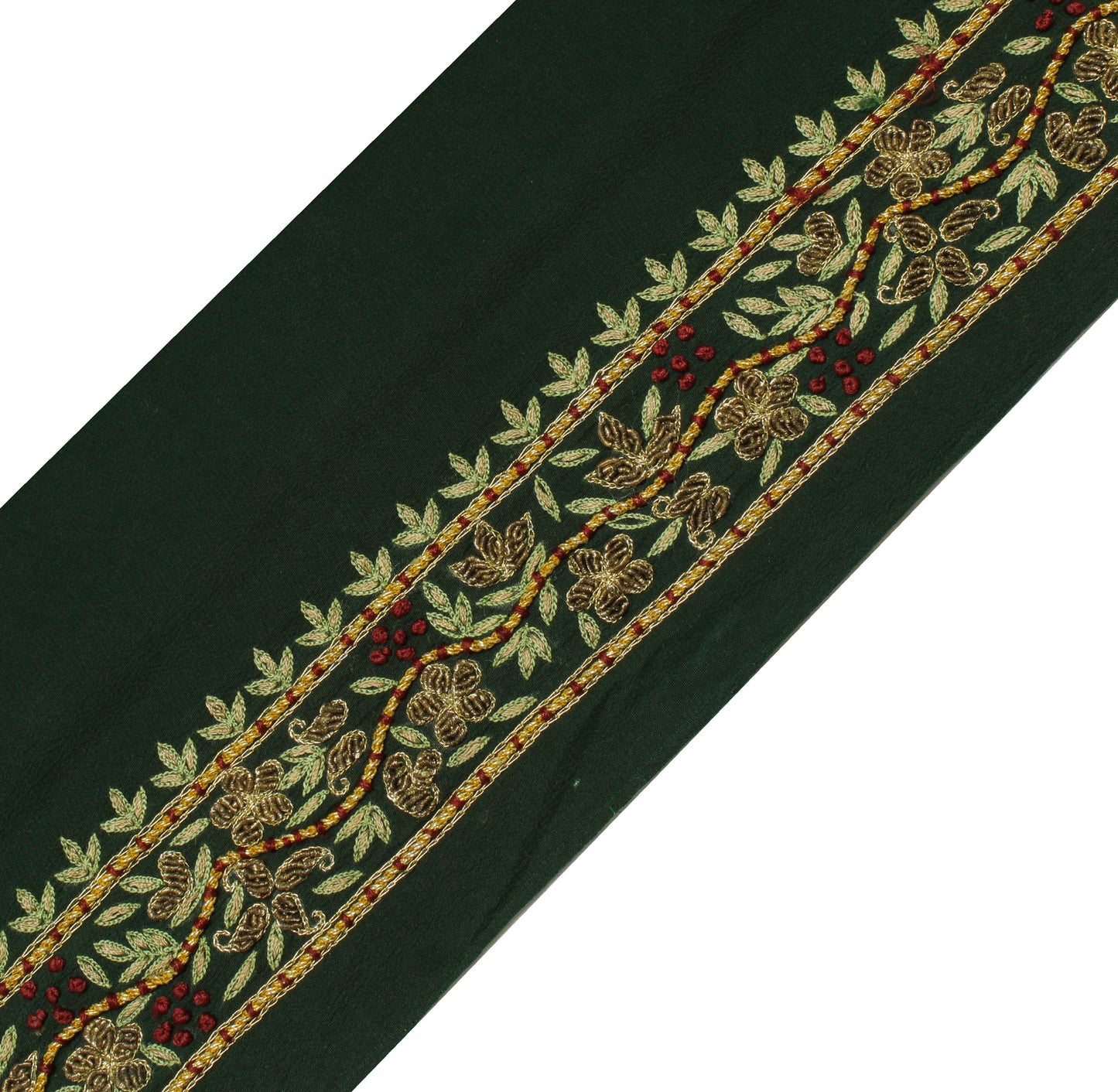 Sushila Vintage Green Saree Border Indian Craft Sewing Trim Embroidered Lace