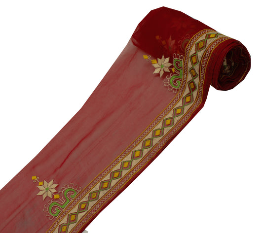 Sushila Vintage Maroon Saree Border Indian Craft Sewing Trim Embroidered Ribbon