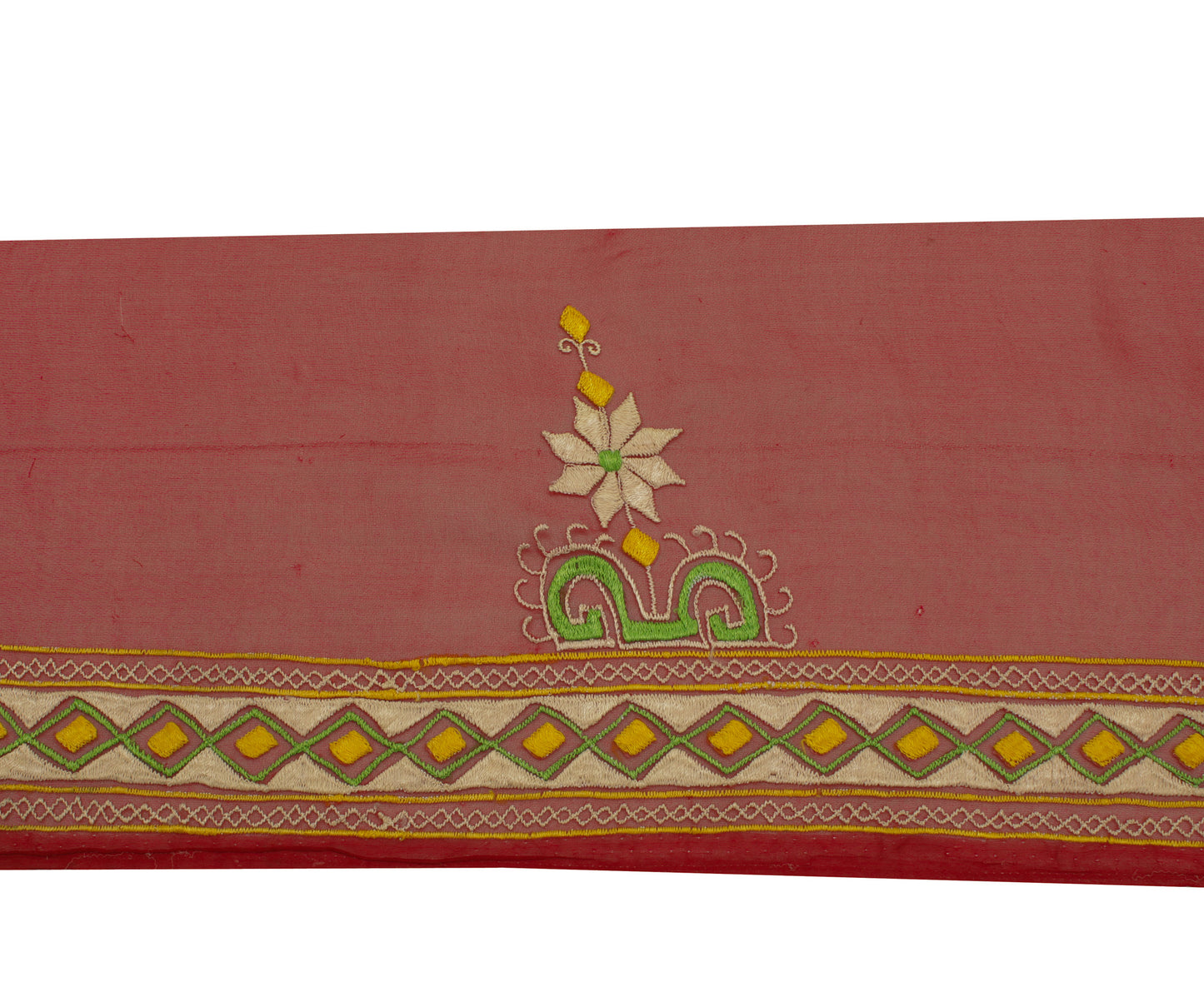 Sushila Vintage Maroon Saree Border Indian Craft Sewing Trim Embroidered Ribbon