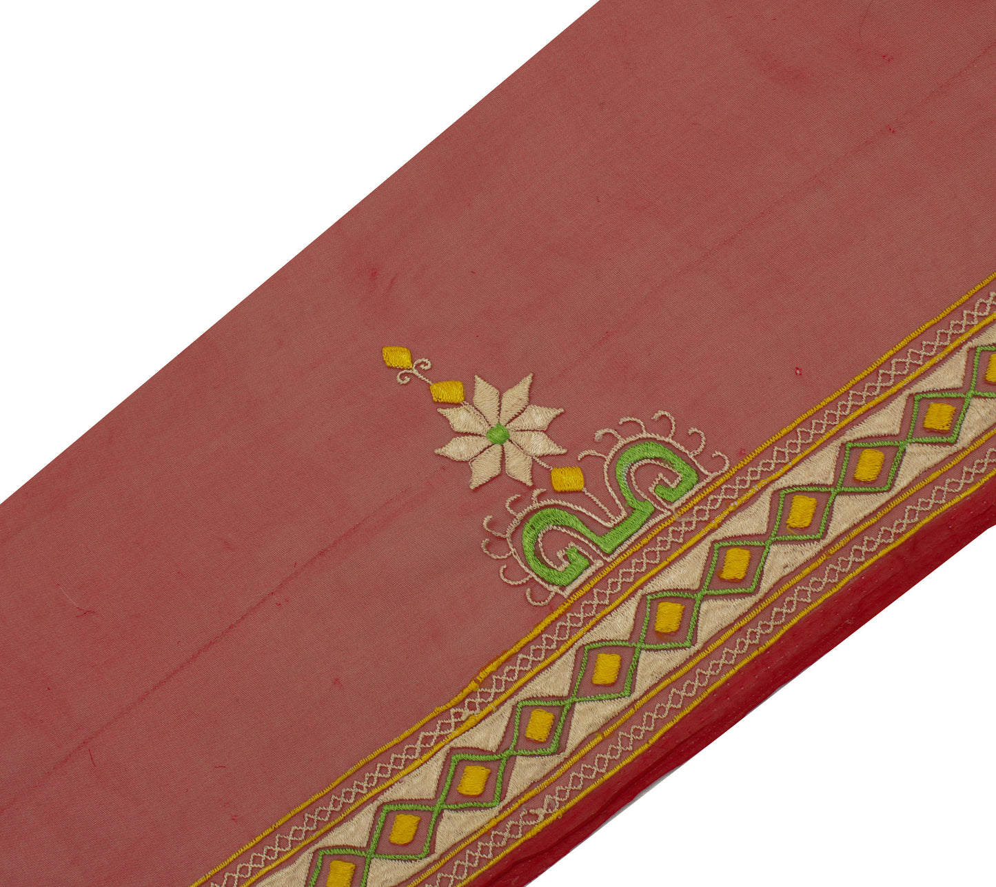 Sushila Vintage Maroon Saree Border Indian Craft Sewing Trim Embroidered Ribbon