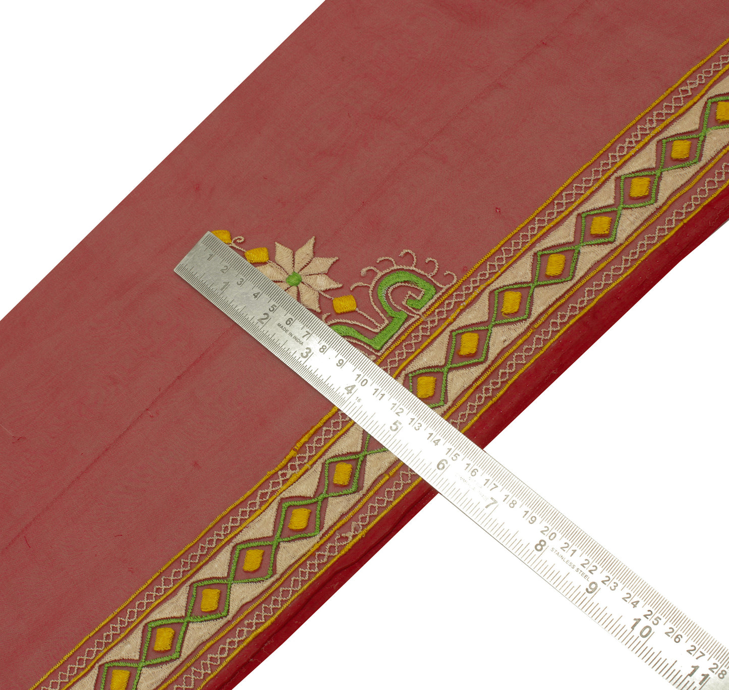 Sushila Vintage Maroon Saree Border Indian Craft Sewing Trim Embroidered Ribbon