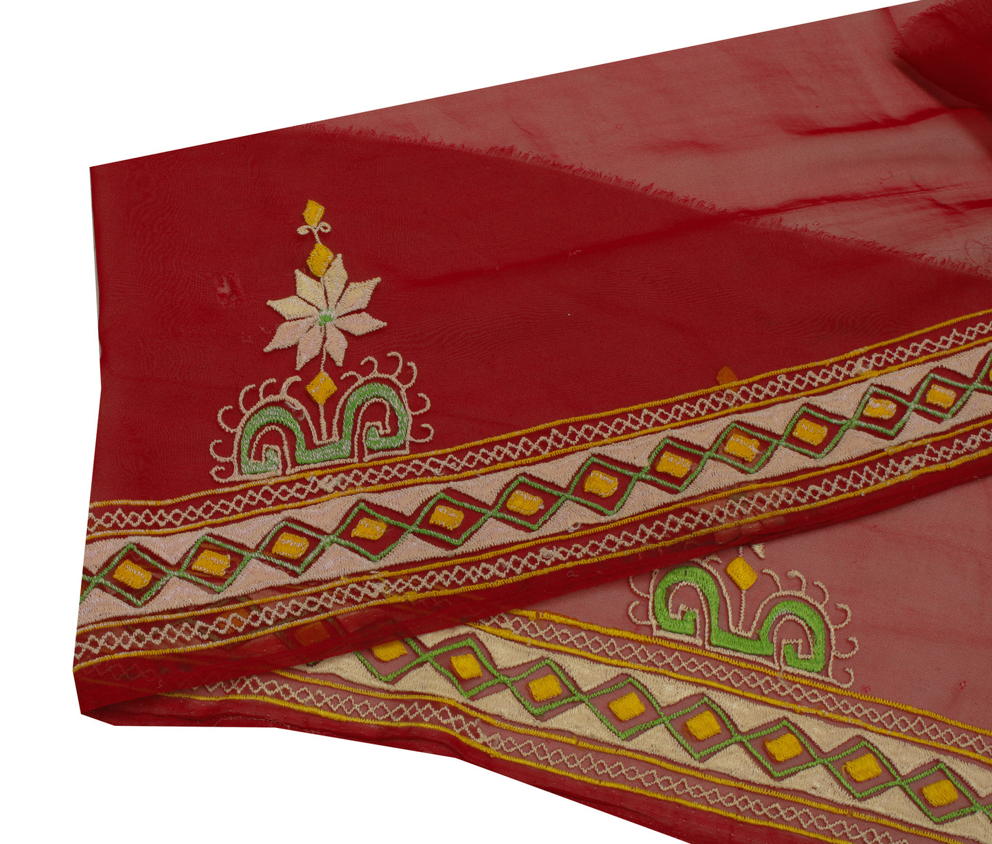 Sushila Vintage Maroon Saree Border Indian Craft Sewing Trim Embroidered Ribbon