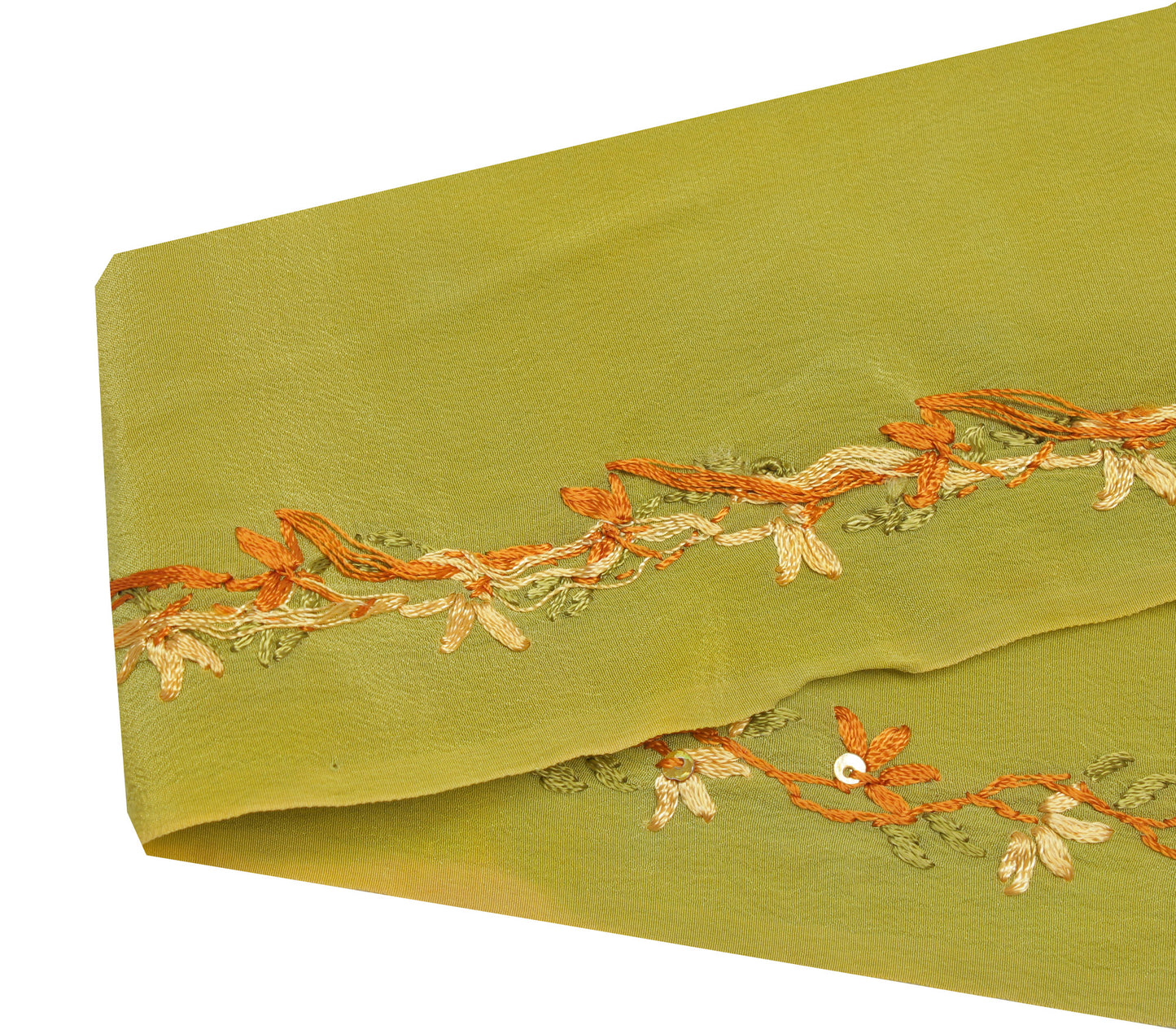 Sushila Vintage Green Saree Border Indian Craft Sewing Trim Embroidered Ribbon