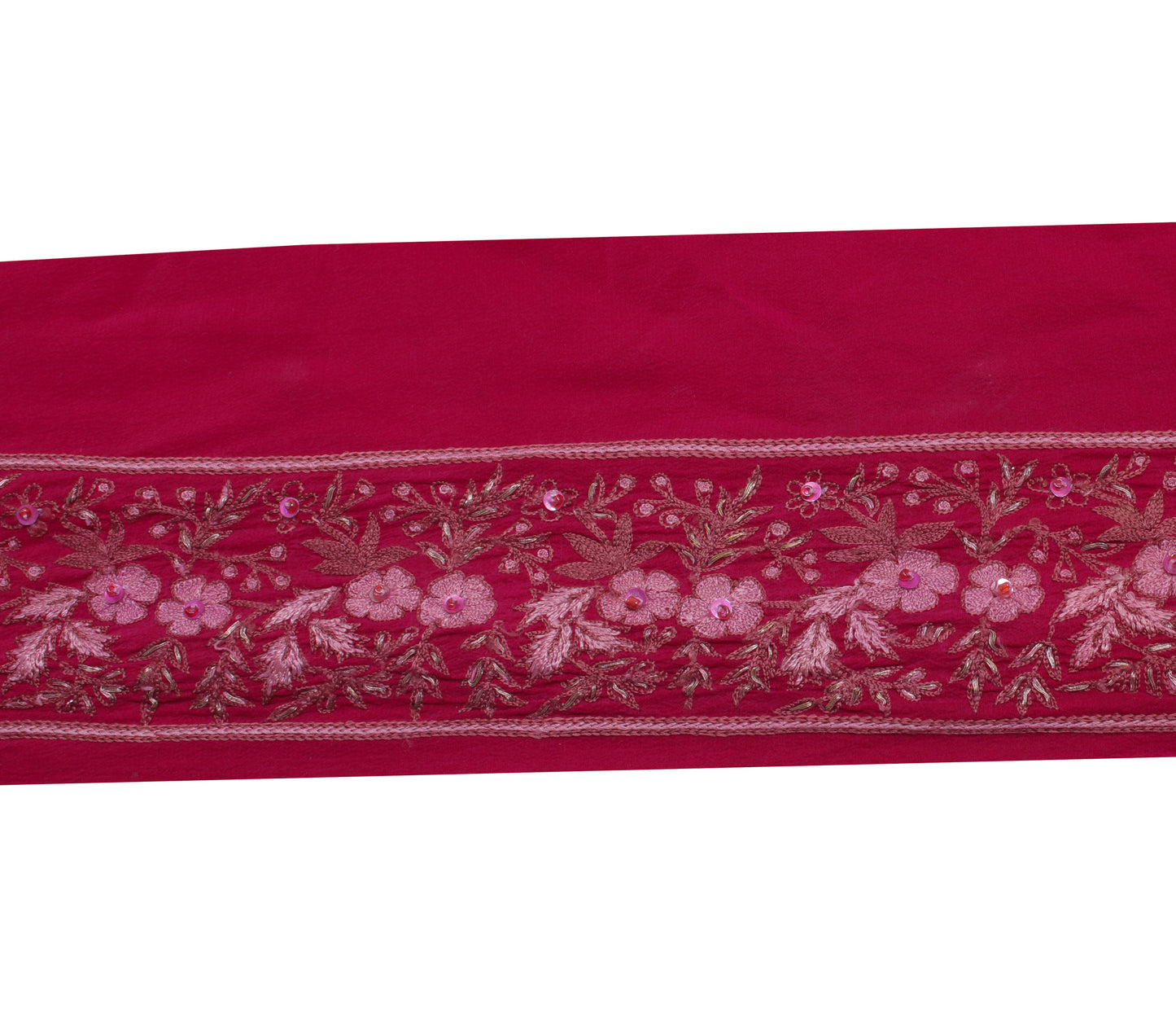 Sushila Vintage Magenta Saree Border Indian Craft Sewing Trim Embroidered Ribbon