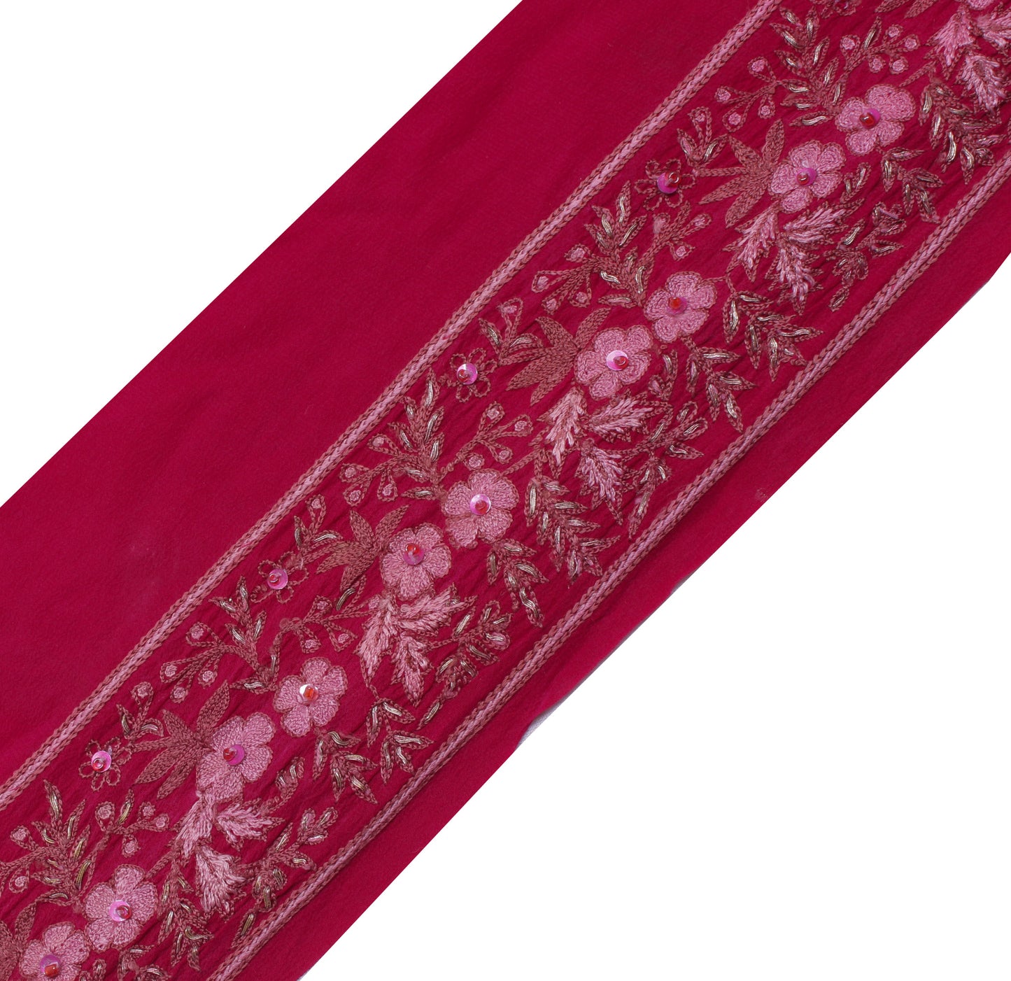 Sushila Vintage Magenta Saree Border Indian Craft Sewing Trim Embroidered Ribbon