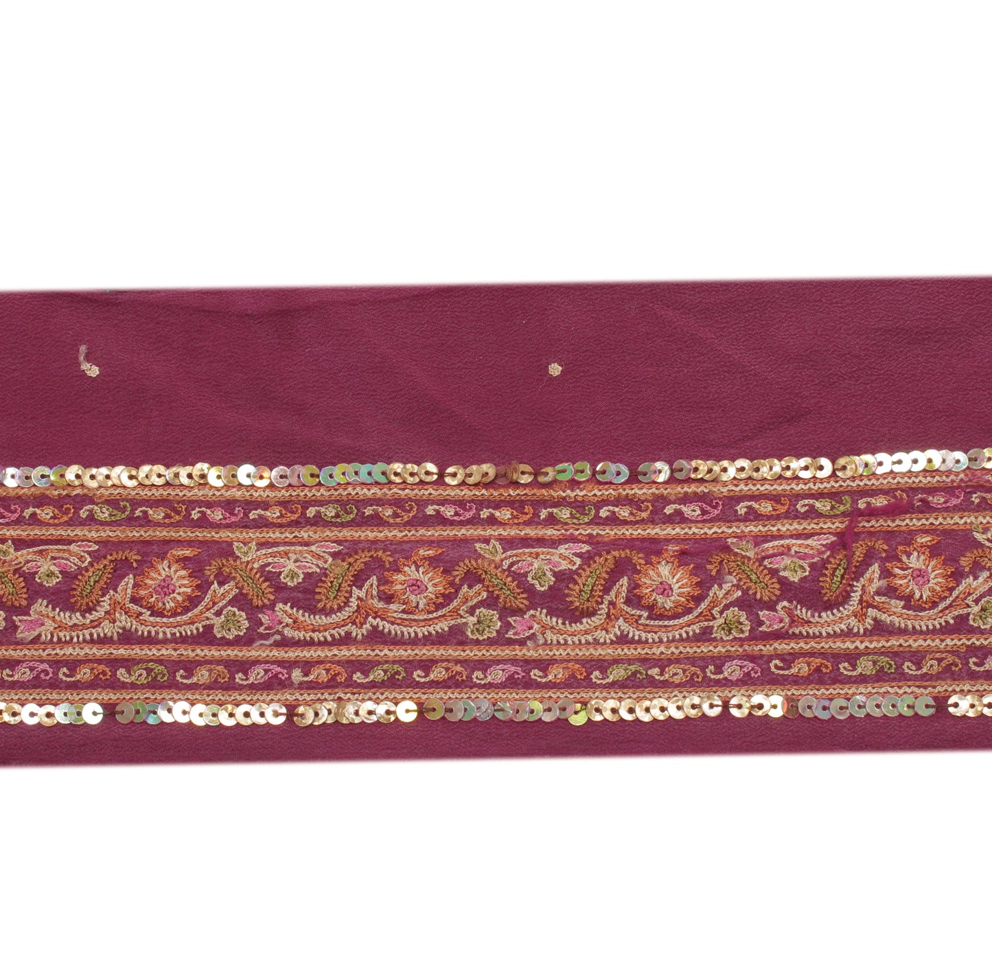 Sushila Vintage Purple Sari Border Indian Craft Sewing Trim Embroidered Lace