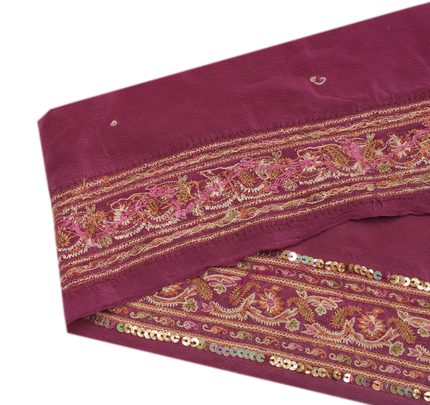 Sushila Vintage Purple Sari Border Indian Craft Sewing Trim Embroidered Lace