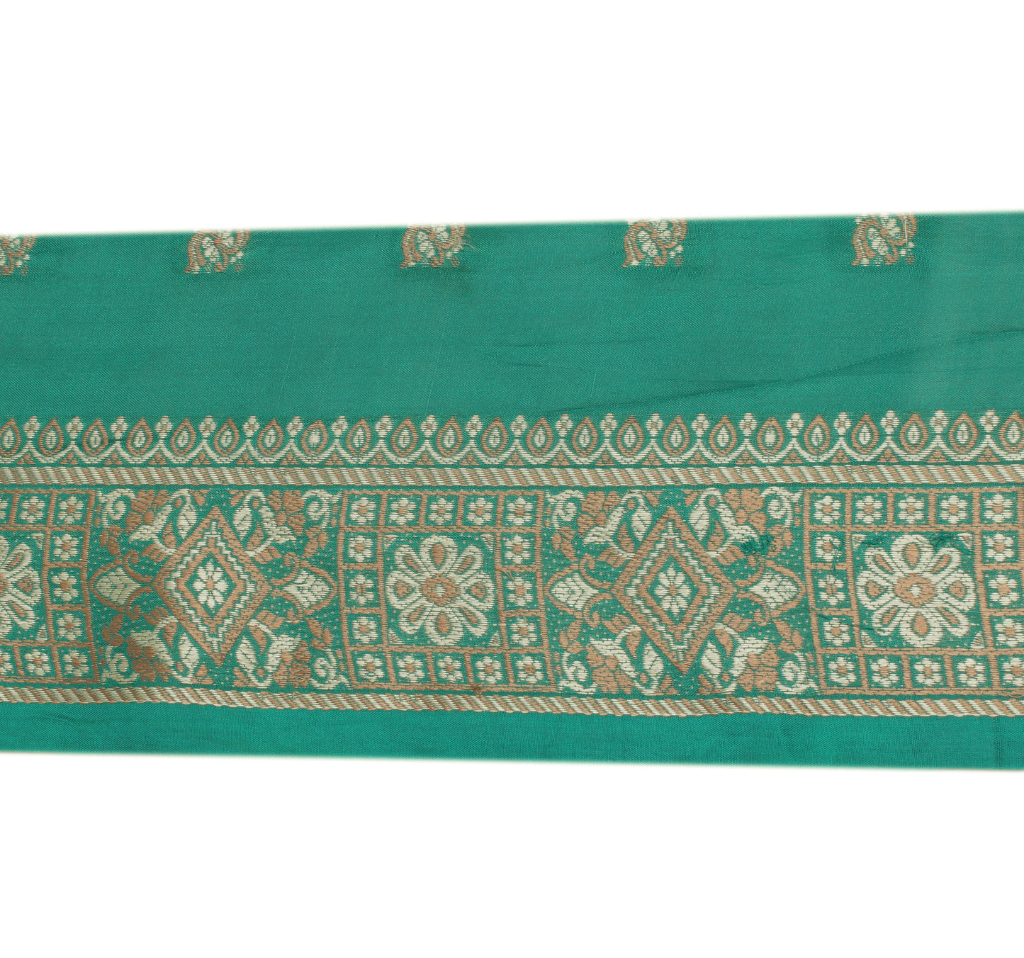 Sushila Vintage Green Saree Border Indian Craft Sewing Trim Woven Lace Ribbon