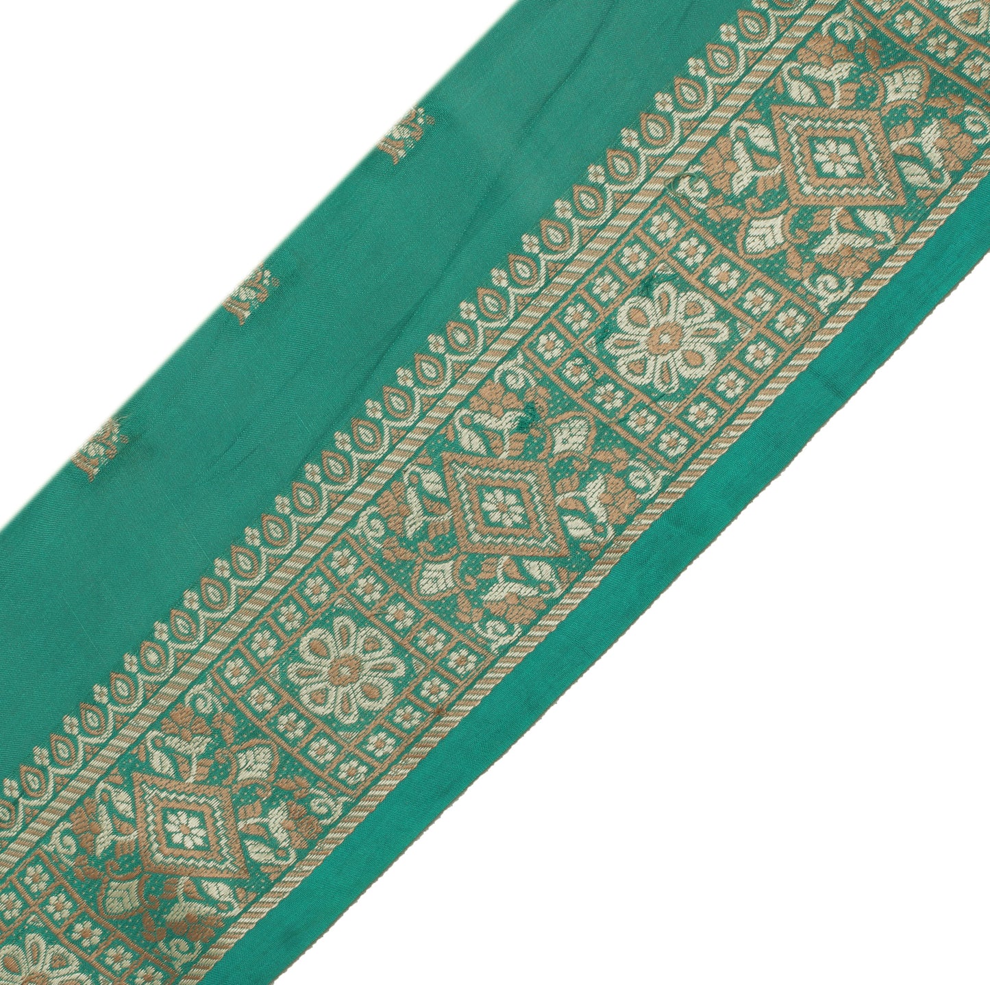 Sushila Vintage Green Saree Border Indian Craft Sewing Trim Woven Lace Ribbon