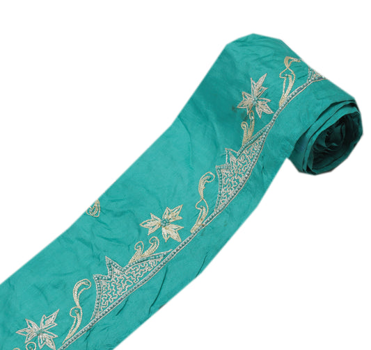 Sushila Vintage Green Saree Border Indian Craft Sewing Trim Embroidered Ribbon