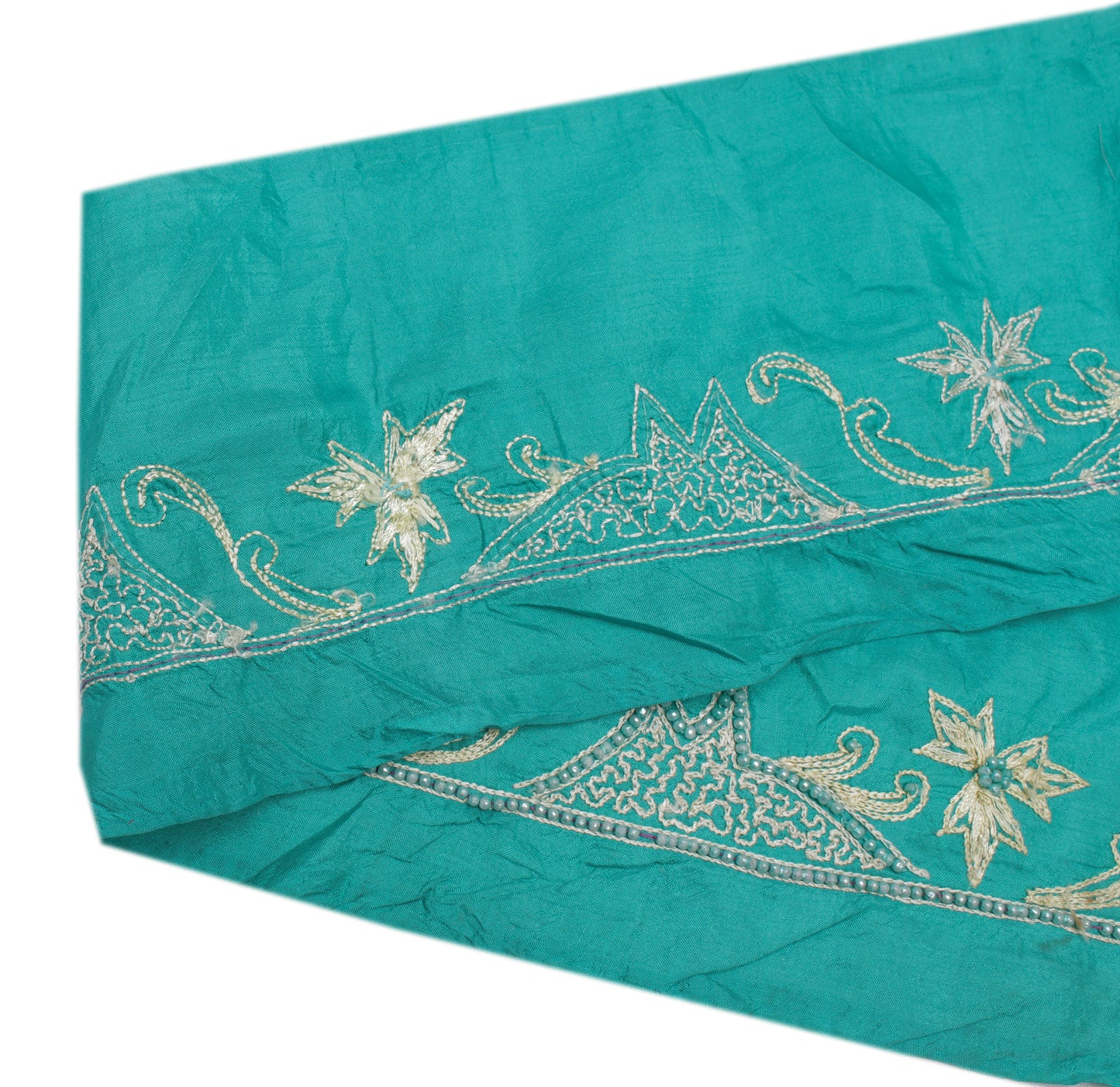 Sushila Vintage Green Saree Border Indian Craft Sewing Trim Embroidered Ribbon