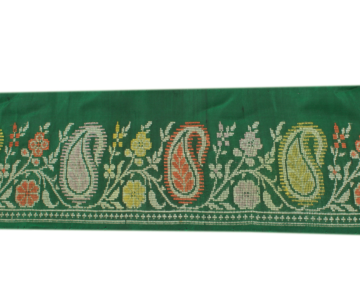 Sushila Vintage Green Saree Border Indian Craft Sewing Trim Woven Lace Ribbon