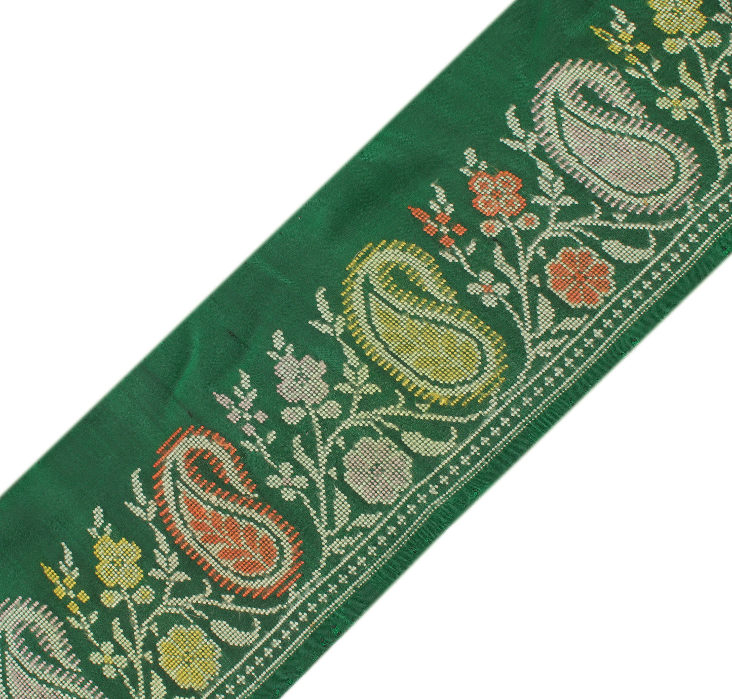 Sushila Vintage Green Saree Border Indian Craft Sewing Trim Woven Lace Ribbon