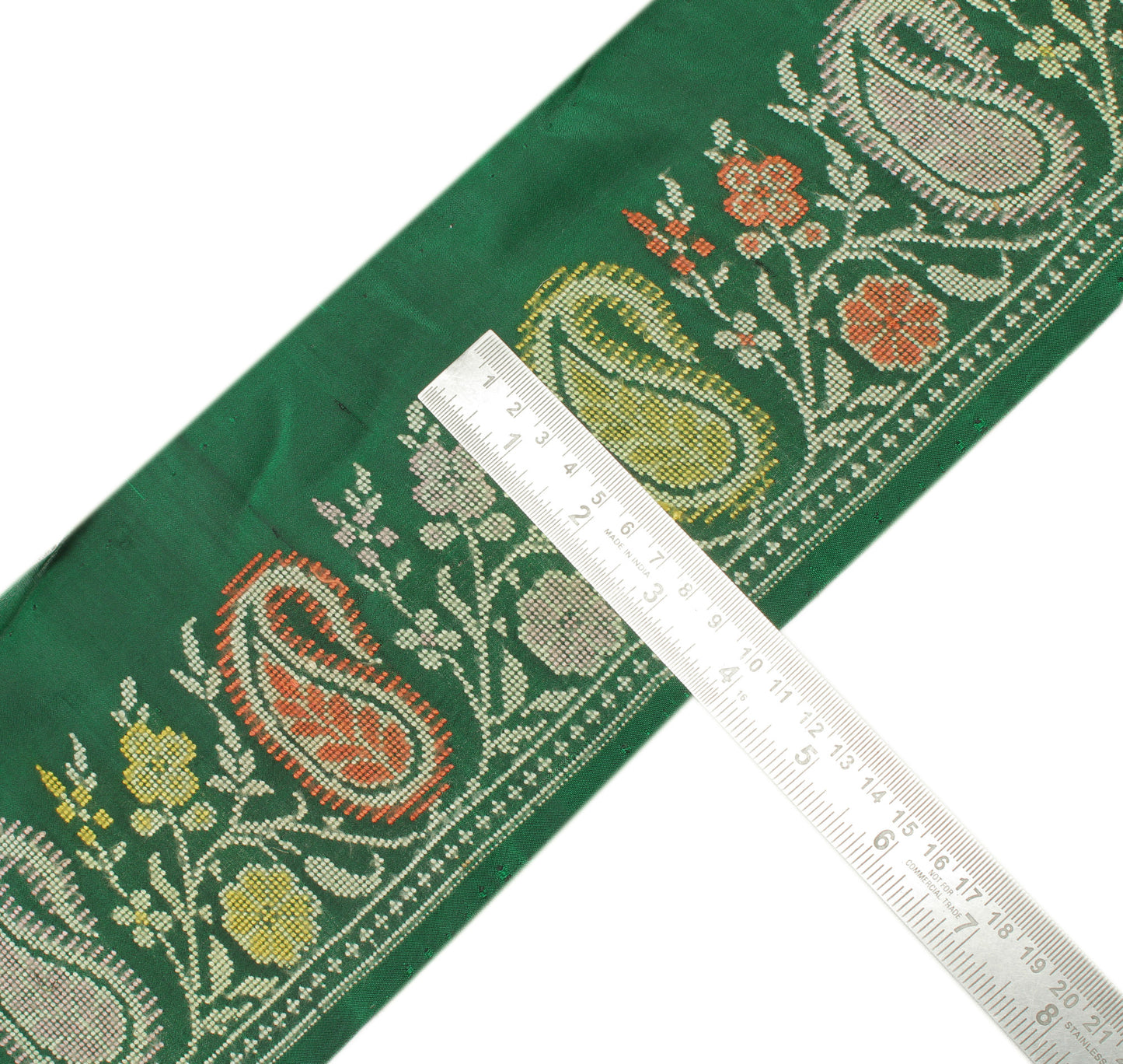 Sushila Vintage Green Saree Border Indian Craft Sewing Trim Woven Lace Ribbon