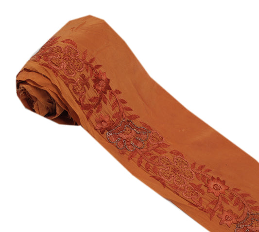 Sushila Vintage Rust Saree Border Indian Craft Sewing Trim Embroidered Lace