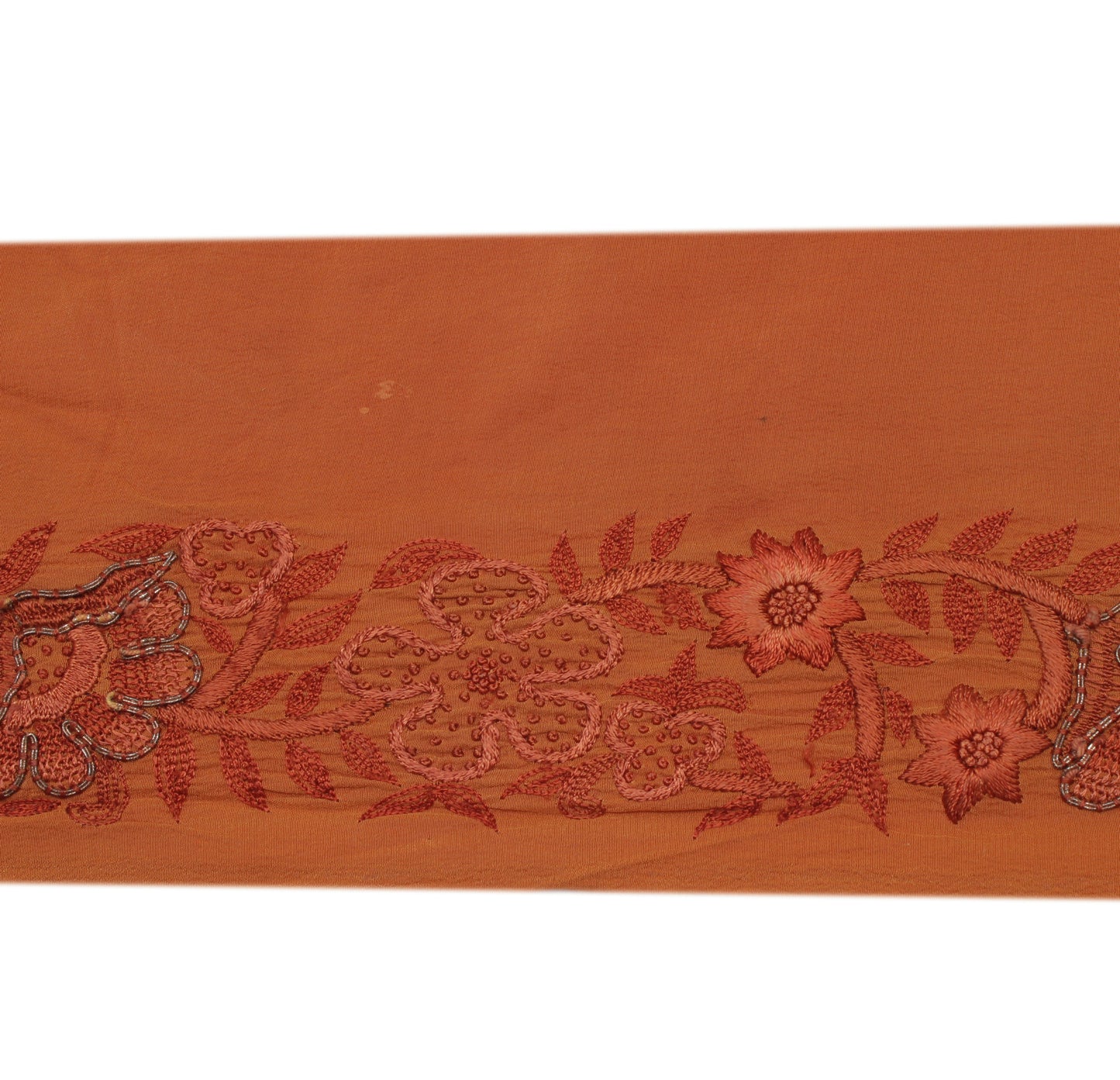 Sushila Vintage Rust Saree Border Indian Craft Sewing Trim Embroidered Lace