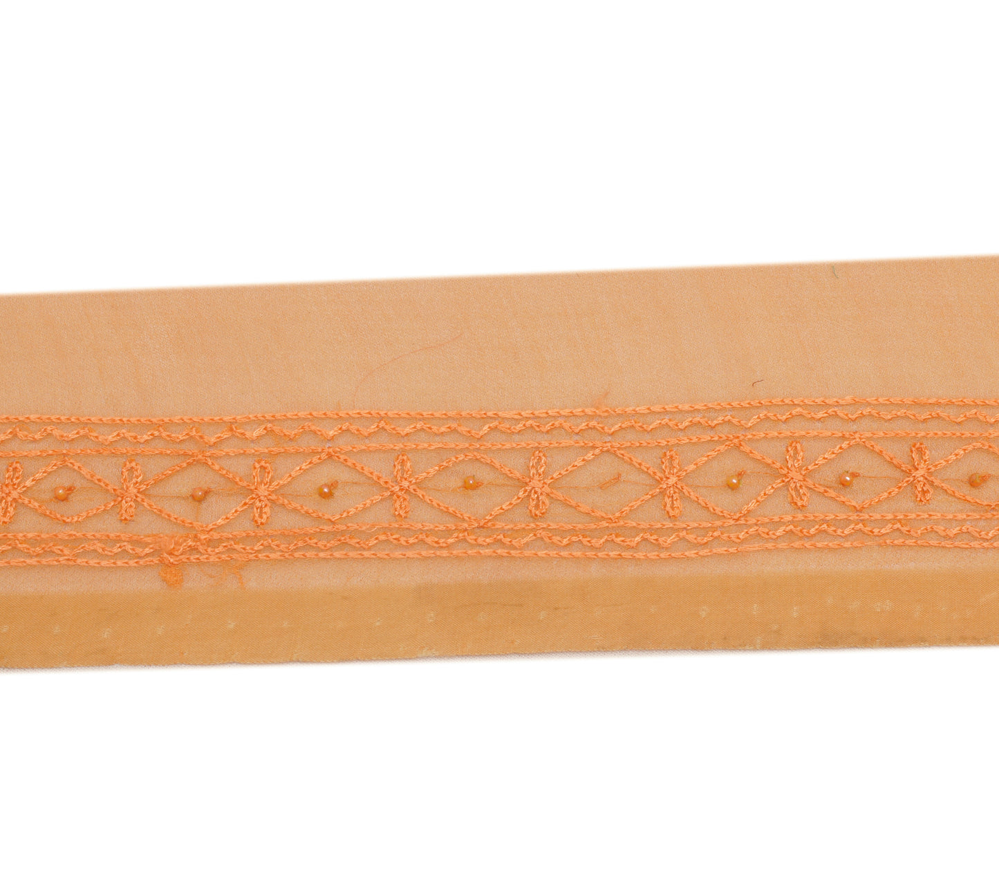 Sushila Vintage Orange  Saree Border Indian Craft Sewing Trim Embroidered Ribbon