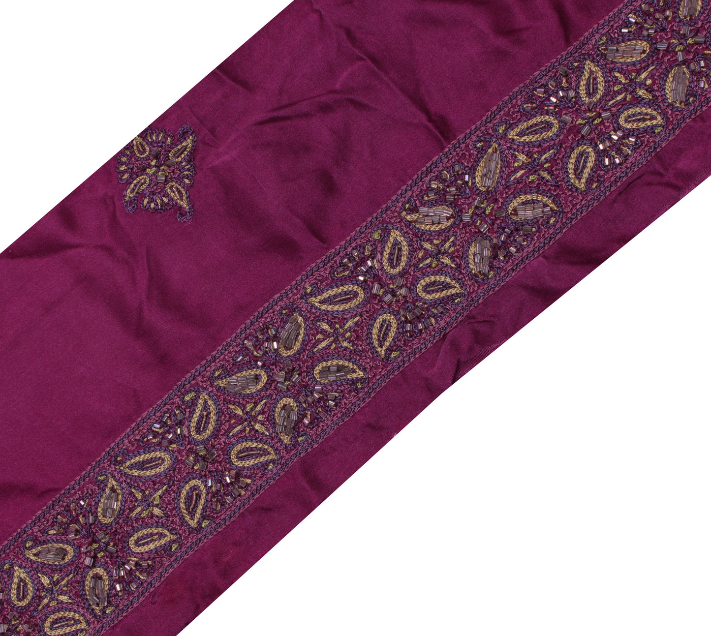 Sushila Vintage Purple Saree Border Indian Craft Sewing Embroidered Lace Ribbon