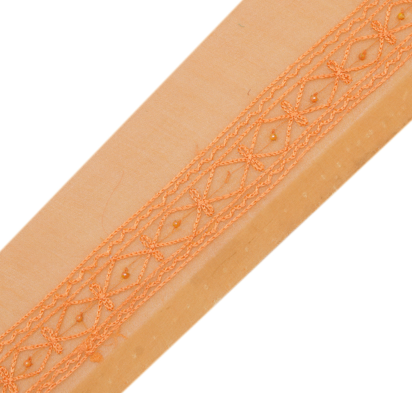 Sushila Vintage Orange  Saree Border Indian Craft Sewing Trim Embroidered Ribbon