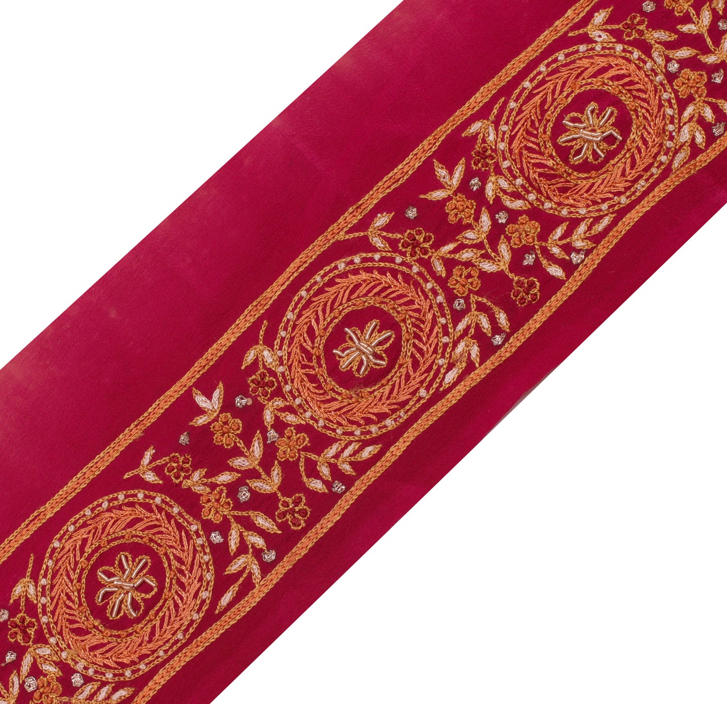 Sushila Vintage Magenta Saree Border Indian Craft Sewing Trim Hand Work Lace