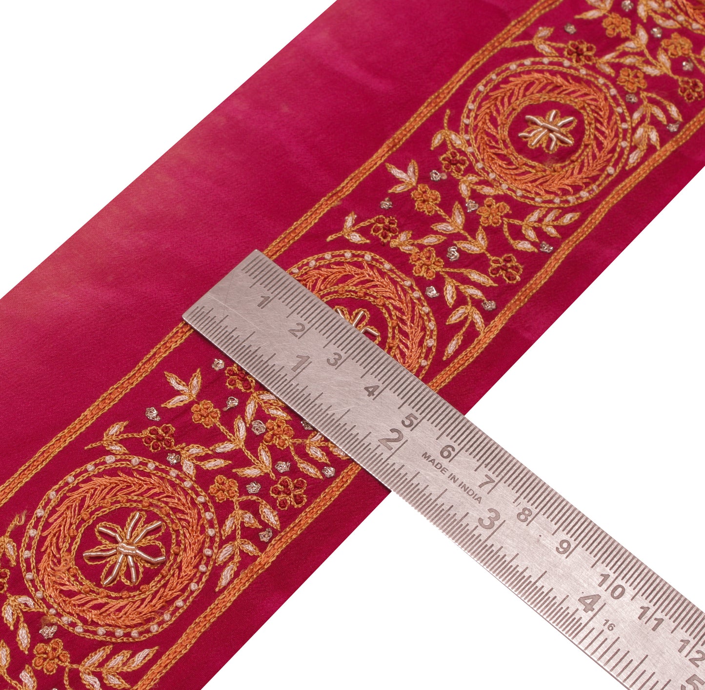 Sushila Vintage Magenta Saree Border Indian Craft Sewing Trim Hand Work Lace