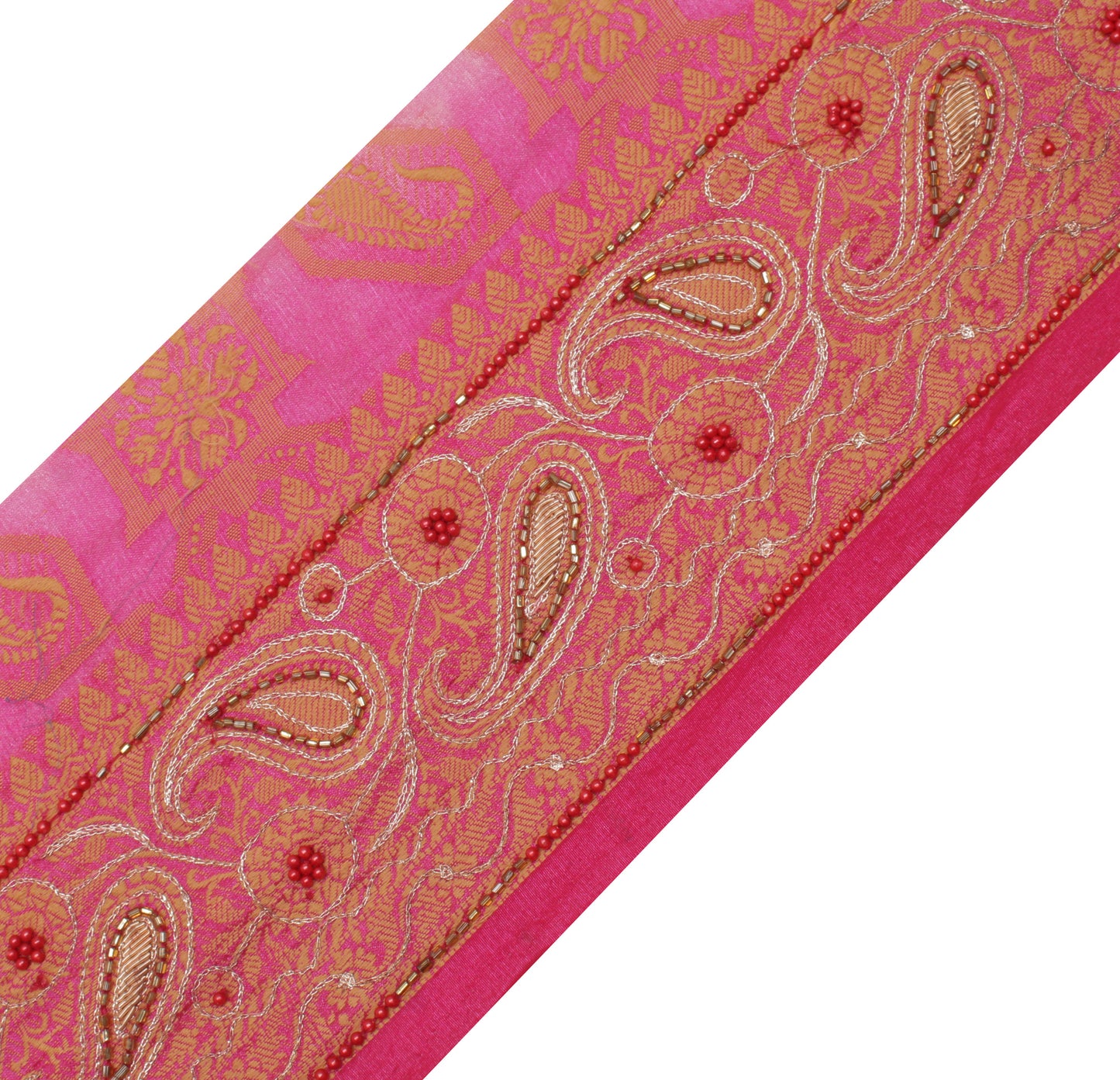 Sushila Vintage Pink Saree Border Indian Craft Sewing Trim Woven Lace Ribbon