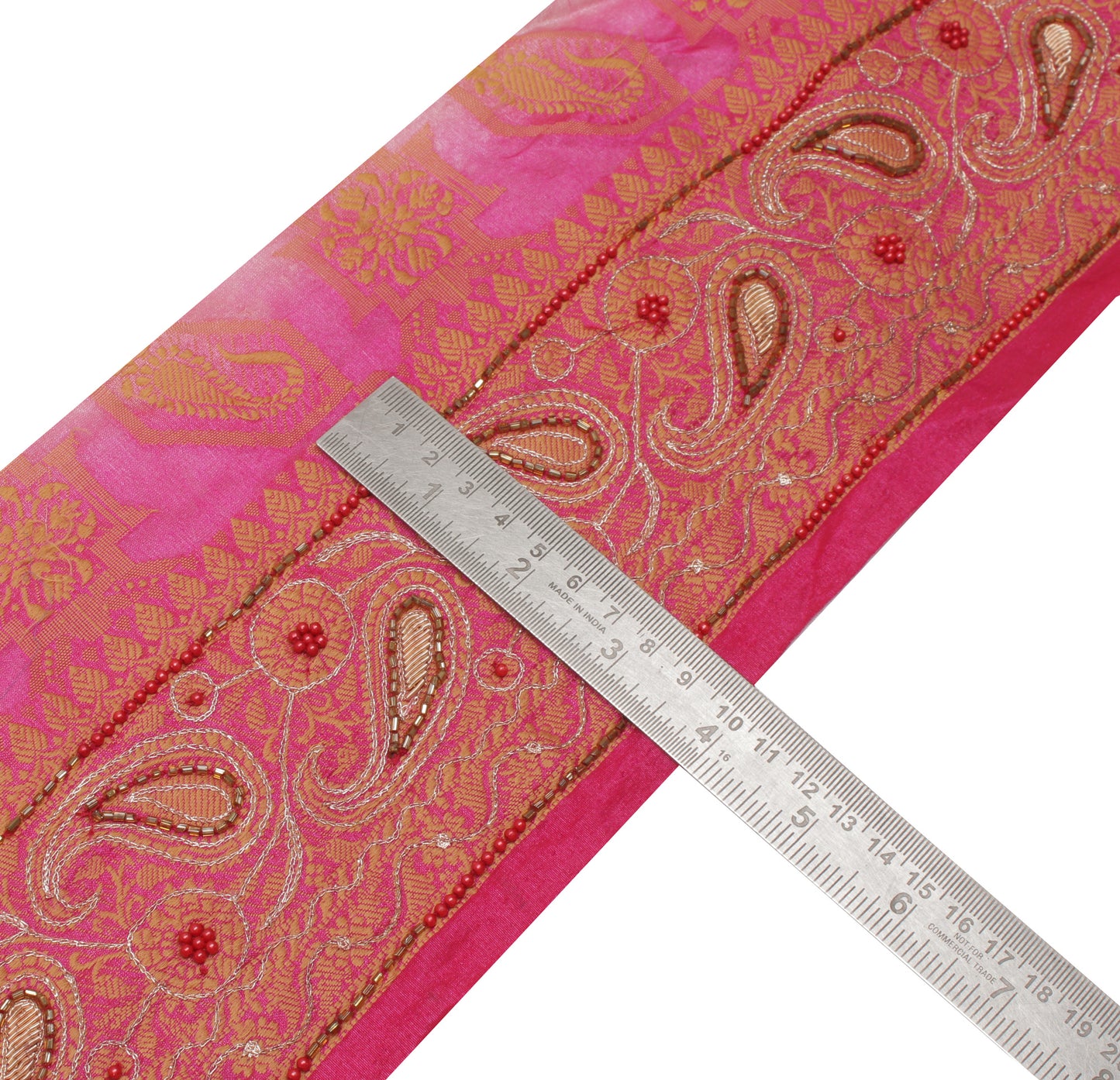 Sushila Vintage Pink Saree Border Indian Craft Sewing Trim Woven Lace Ribbon