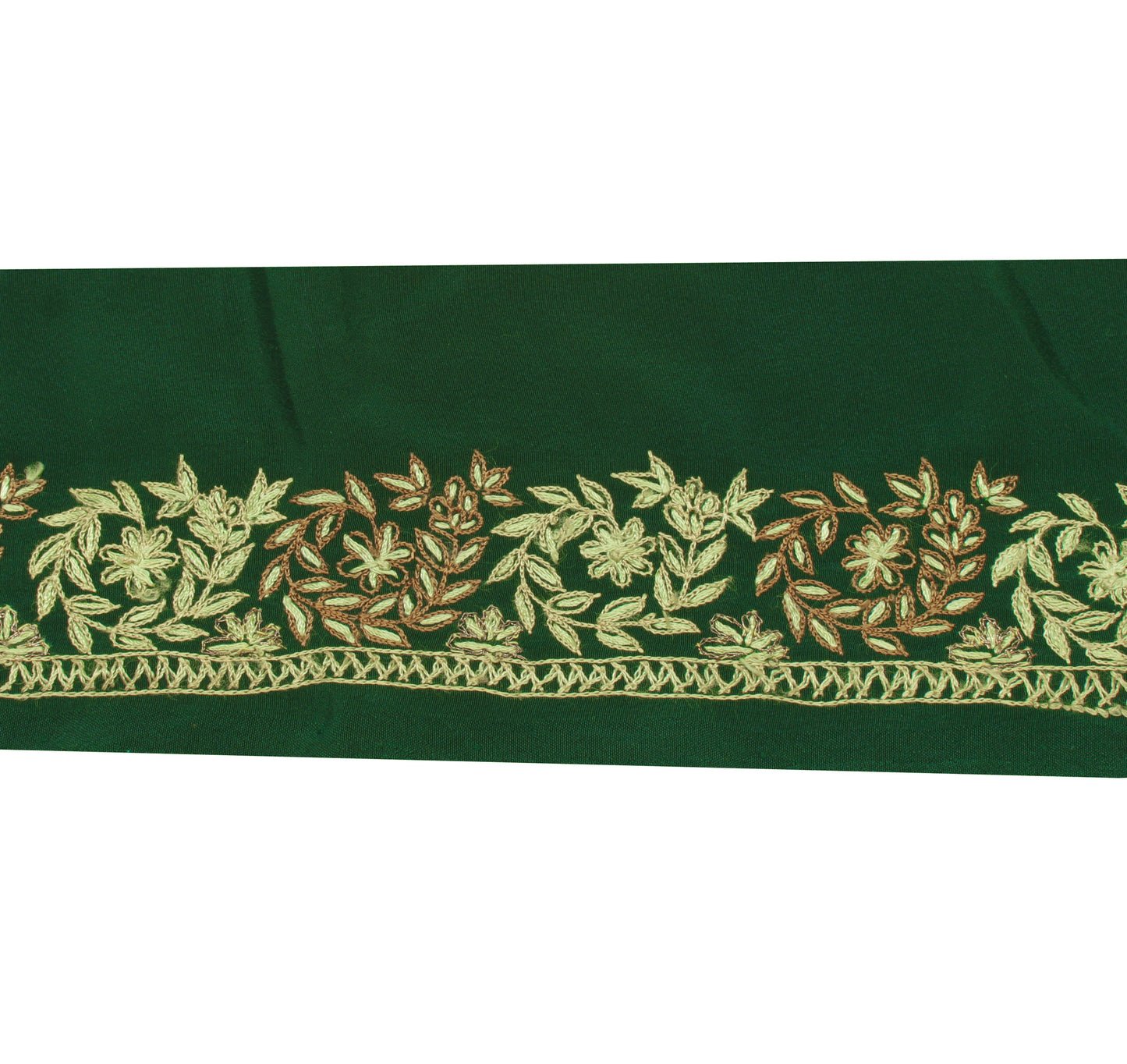 Sushila Vintage Green Sari Border Indian Craft Sewing Trim Embroidered Lace