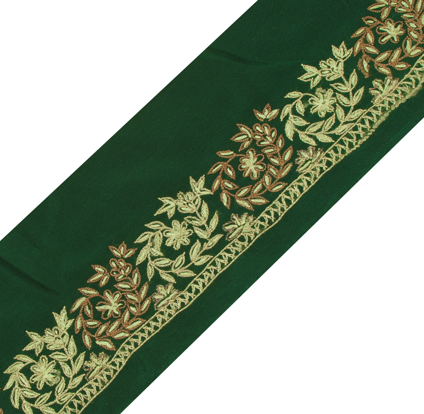 Sushila Vintage Green Sari Border Indian Craft Sewing Trim Embroidered Lace