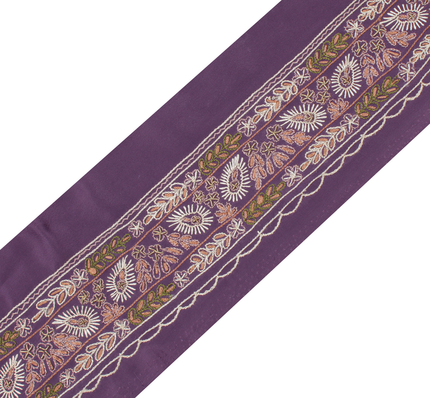 Sushila Vintage Purple Saree Border Indian Craft Sewing Trim Embroidered Lace