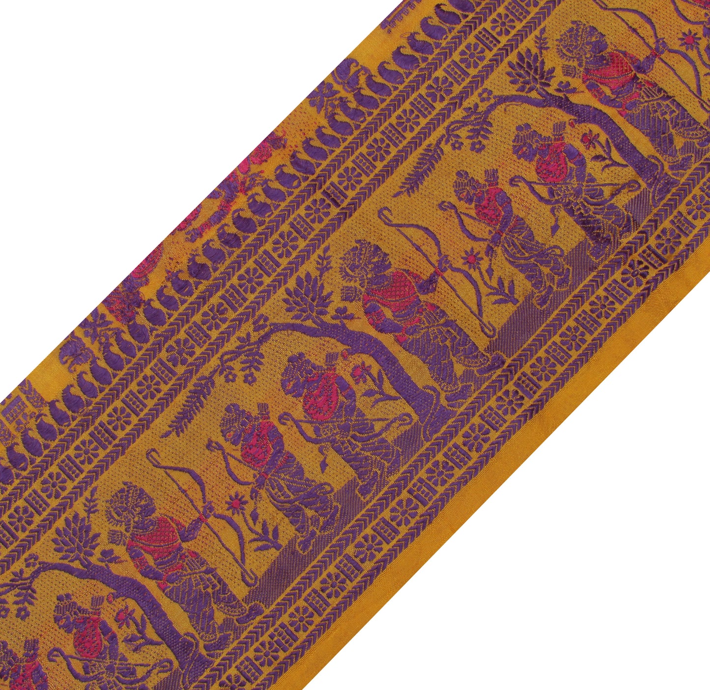 Sushila Vintage Yellow Sari Border Indian Craft Sewing Trim Woven Lace Ribbon