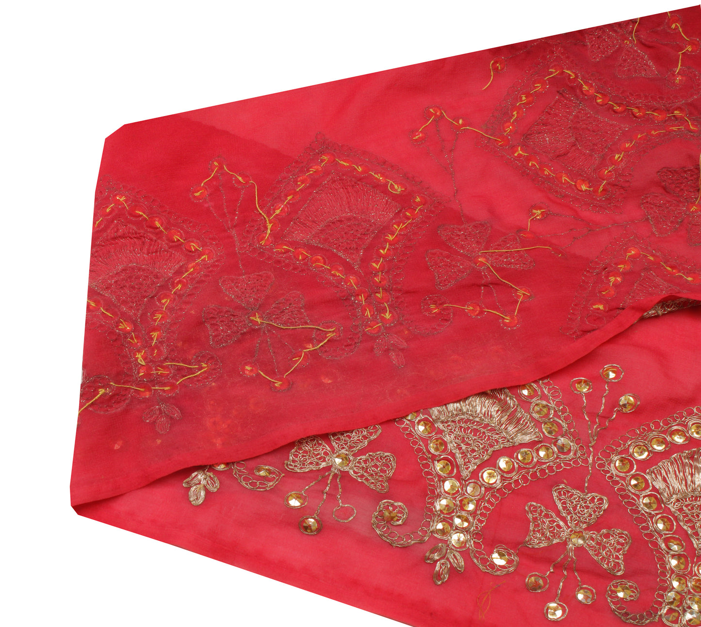 Sushila Vintage Red Saree Border Indian Craft Sewing Trim Zari Embroidered Lace