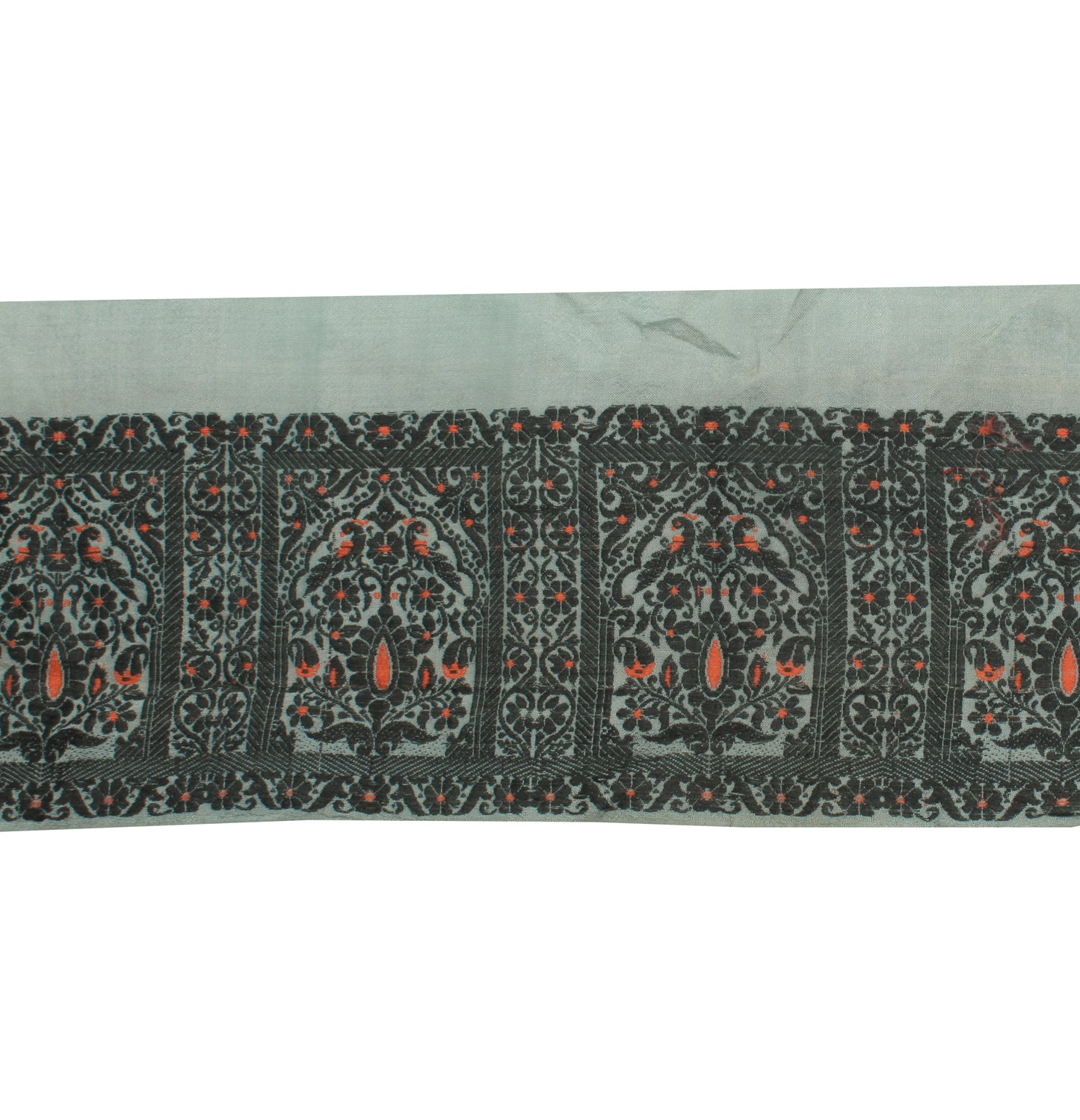 Sushila Vintage Gray Saree Border Indian Craft Sewing Trim Woven Lace Ribbon