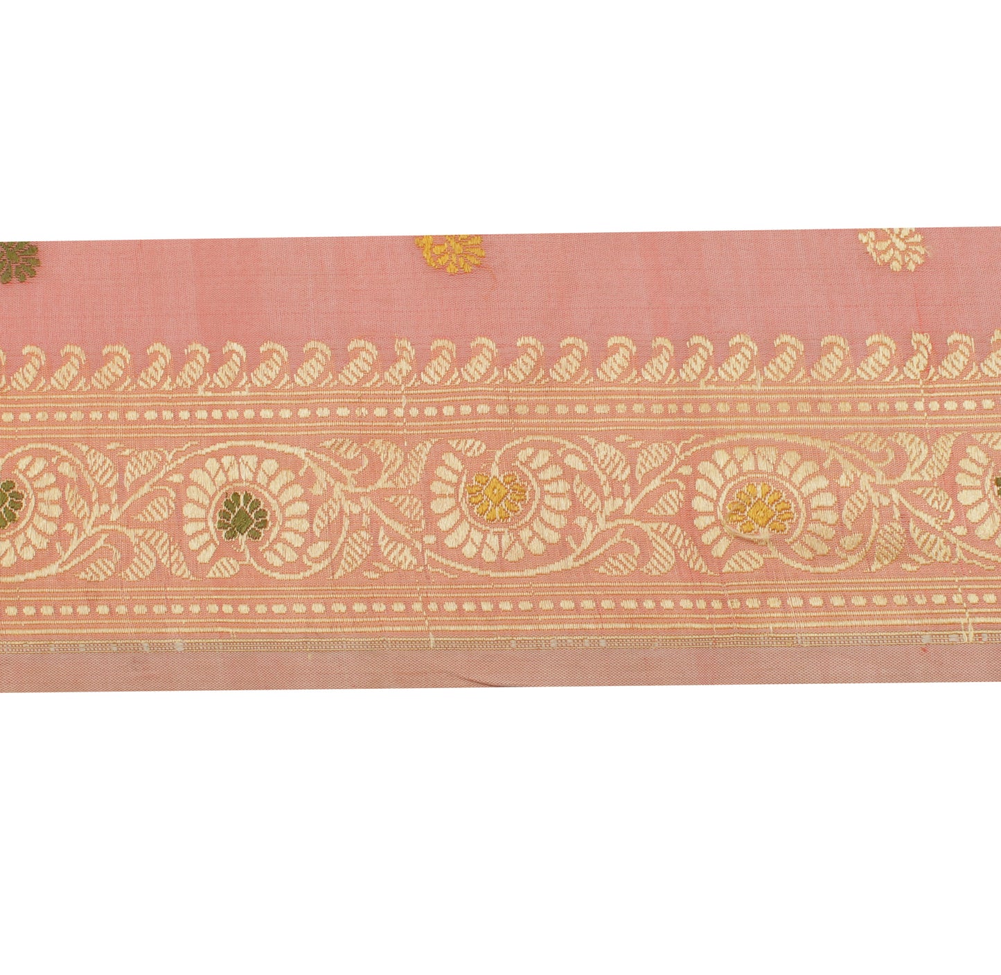 Sushila Vintage Peach Saree Border Indian Craft Sewing Trim Woven Lace Ribbon