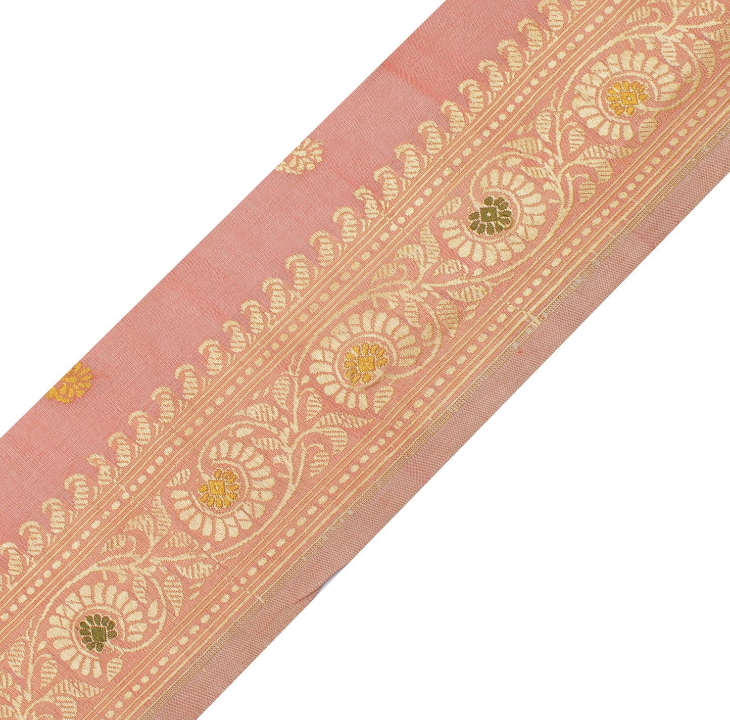 Sushila Vintage Peach Saree Border Indian Craft Sewing Trim Woven Lace Ribbon