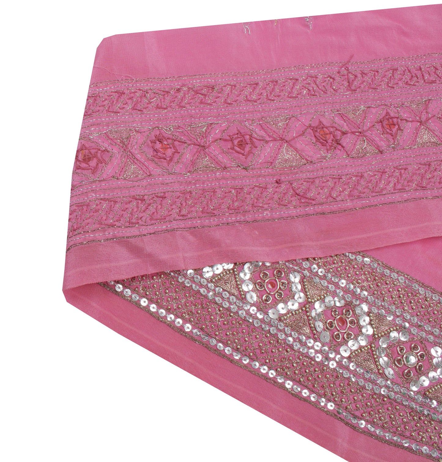 Sushila Vintage Pink Sari Border Indian Craft Sewing Trim Zari Embroidered Lace