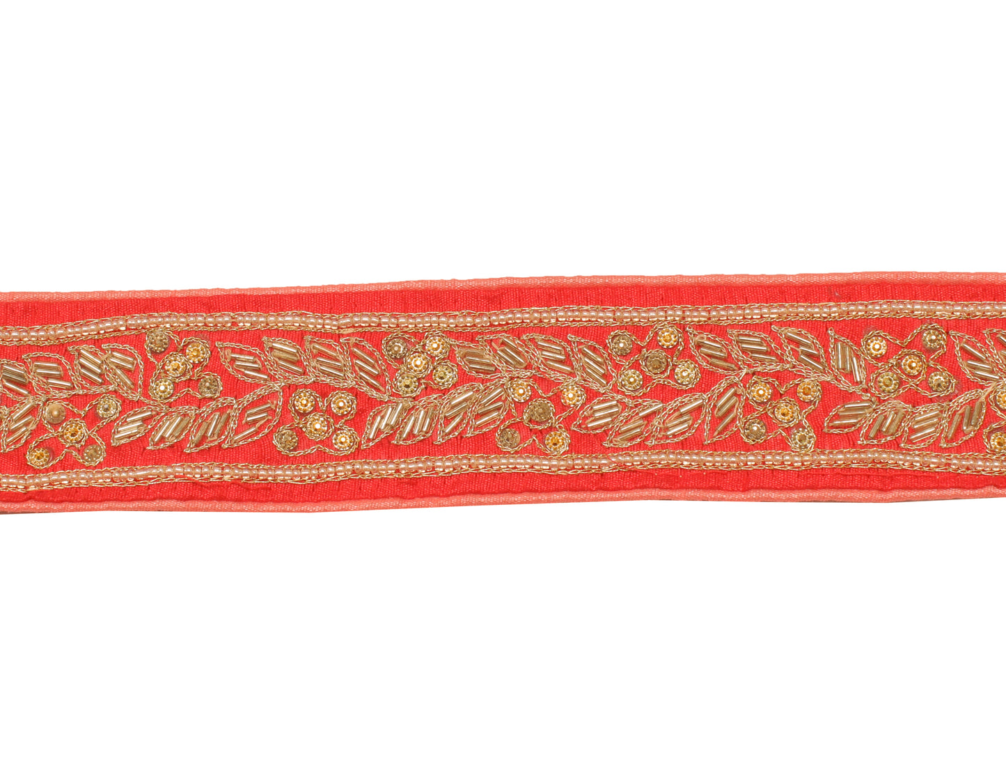 Sushila Vintage Red Sari Border Indian Craft Sewing Trim Embroidered Lace Ribbon