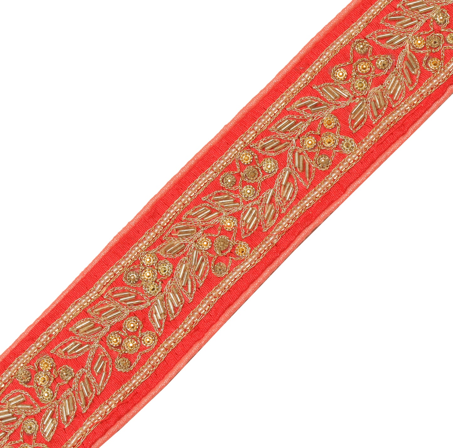 Sushila Vintage Red Sari Border Indian Craft Sewing Trim Embroidered Lace Ribbon