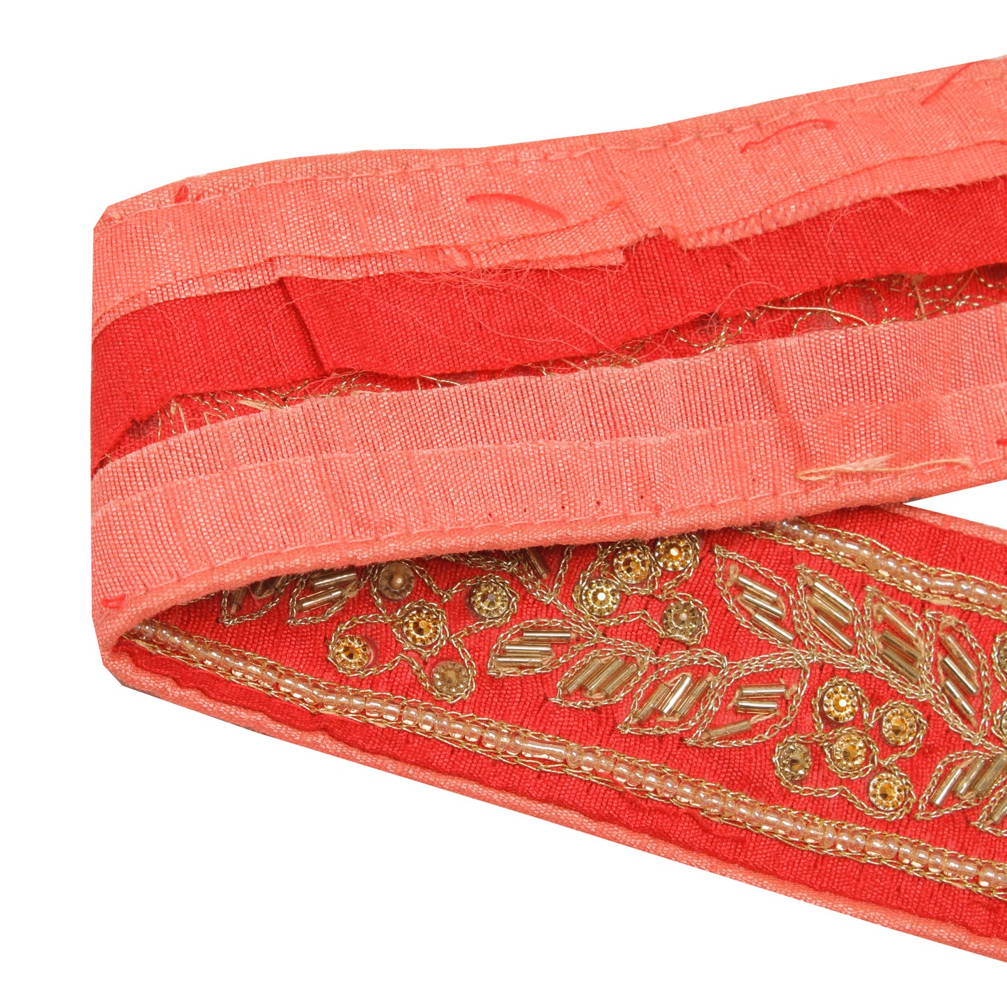 Sushila Vintage Red Sari Border Indian Craft Sewing Trim Embroidered Lace Ribbon