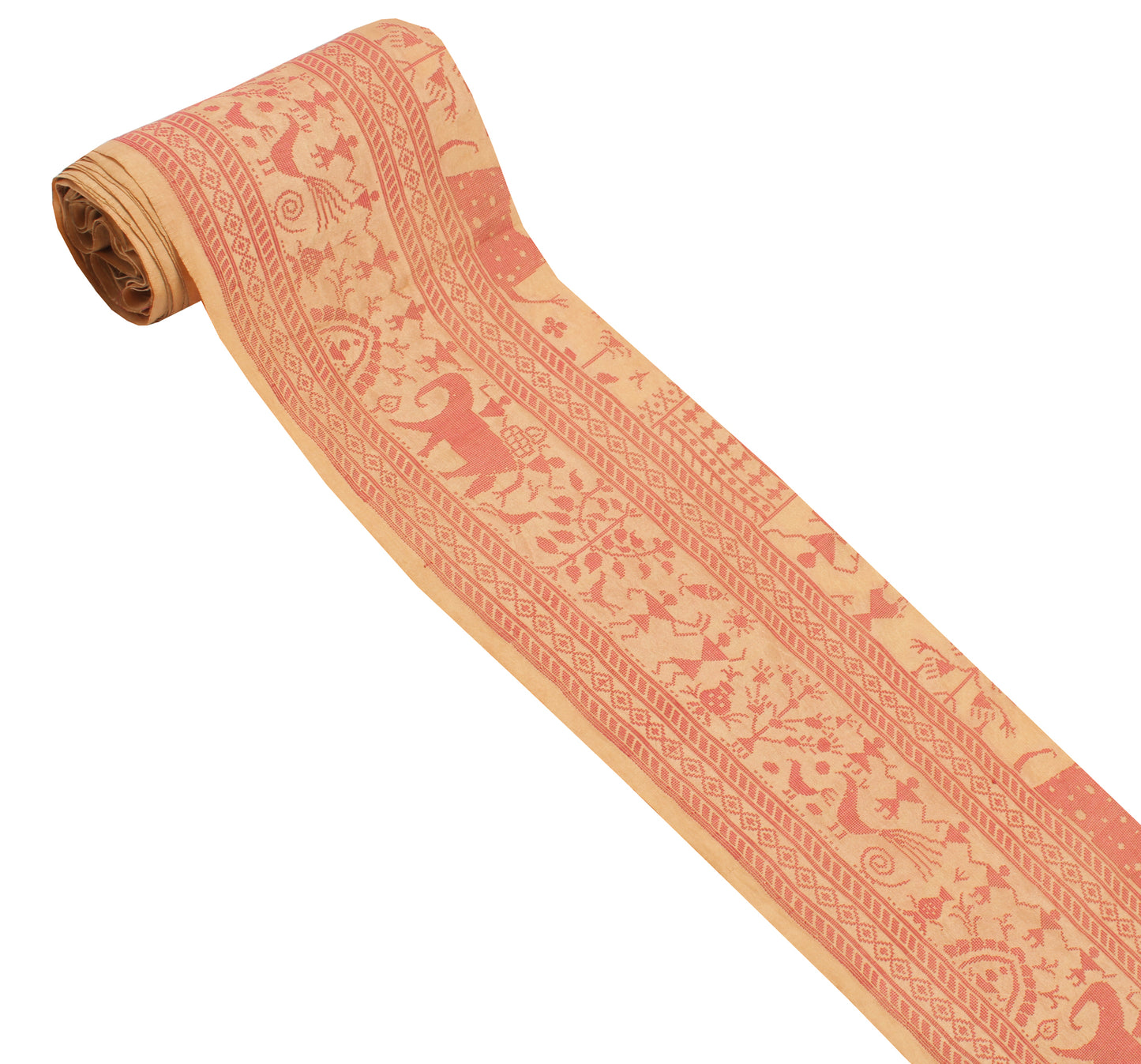 Sushila Vintage Peach Saree Border Indian Craft Sewing Trim Woven Lace Ribbon