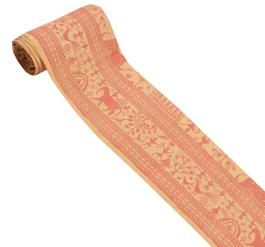 Sushila Vintage Peach Saree Border Indian Craft Sewing Trim Woven Lace Ribbon